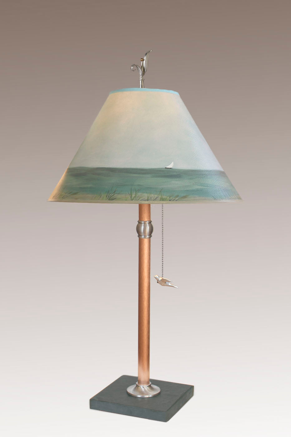 Janna Ugone & Co Table Lamps Copper Table Lamp with Medium Conical Shade in Shore