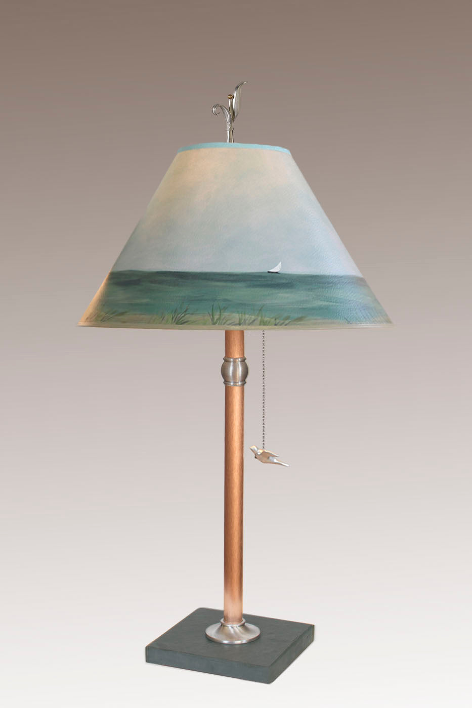 Janna Ugone &amp; Co Table Lamps Copper Table Lamp with Medium Conical Shade in Shore