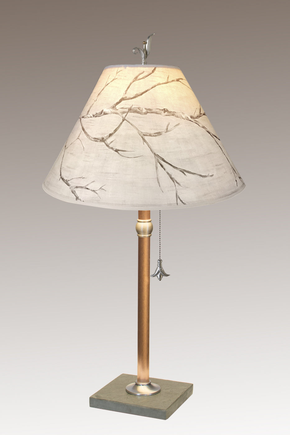 Janna Ugone & Co Table Lamps Copper Table Lamp with Medium Conical Shade in Sweeping Branch