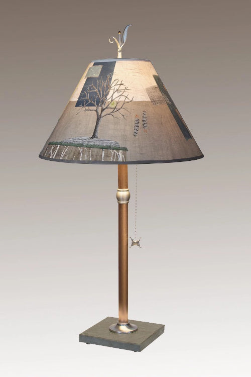 Copper Table Lamp with Medium Conical Shade in Wander in Drift