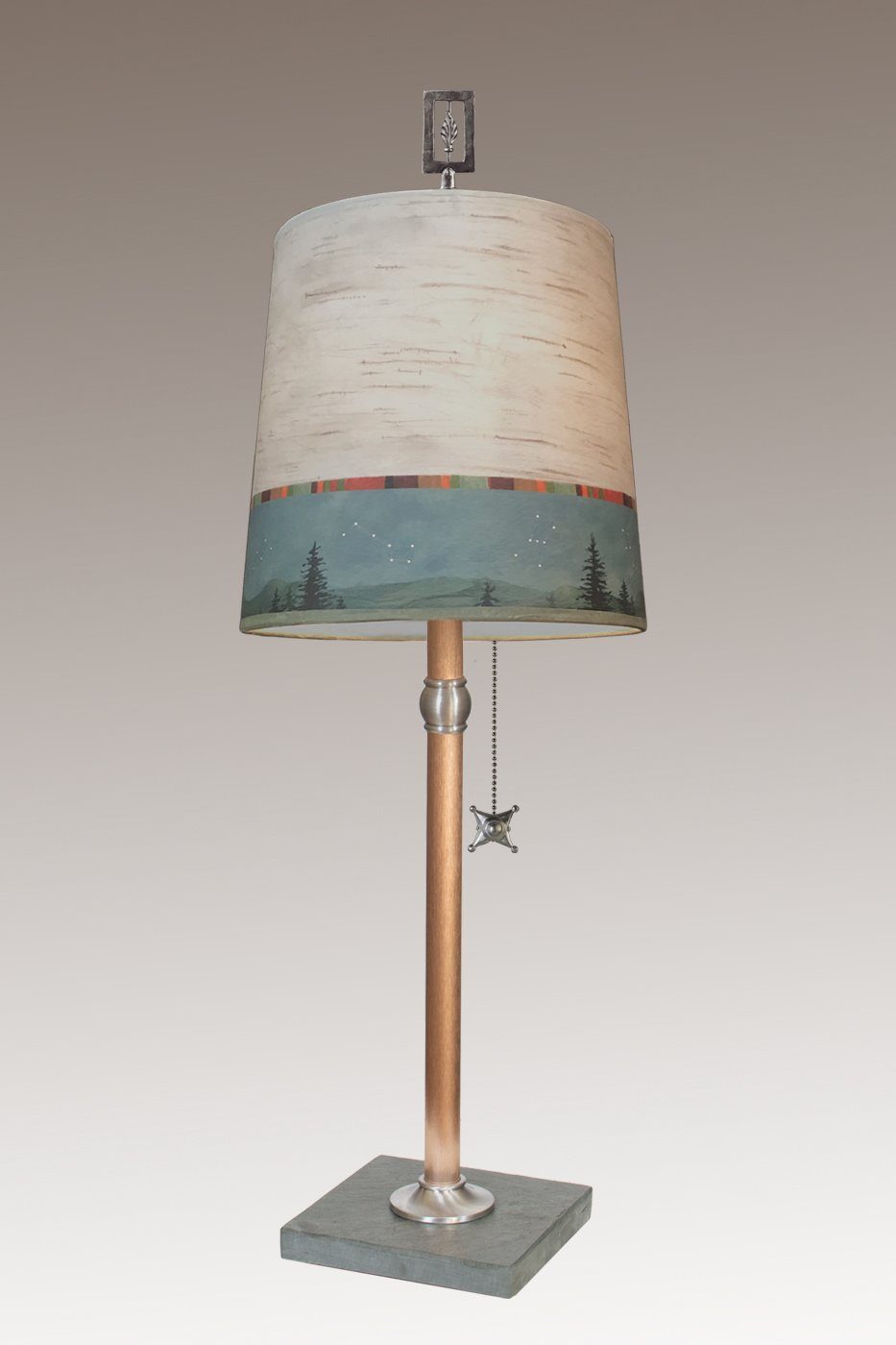 Janna Ugone & Co Table Lamps Copper Table Lamp with Medium Drum Shade in Birch Midnight