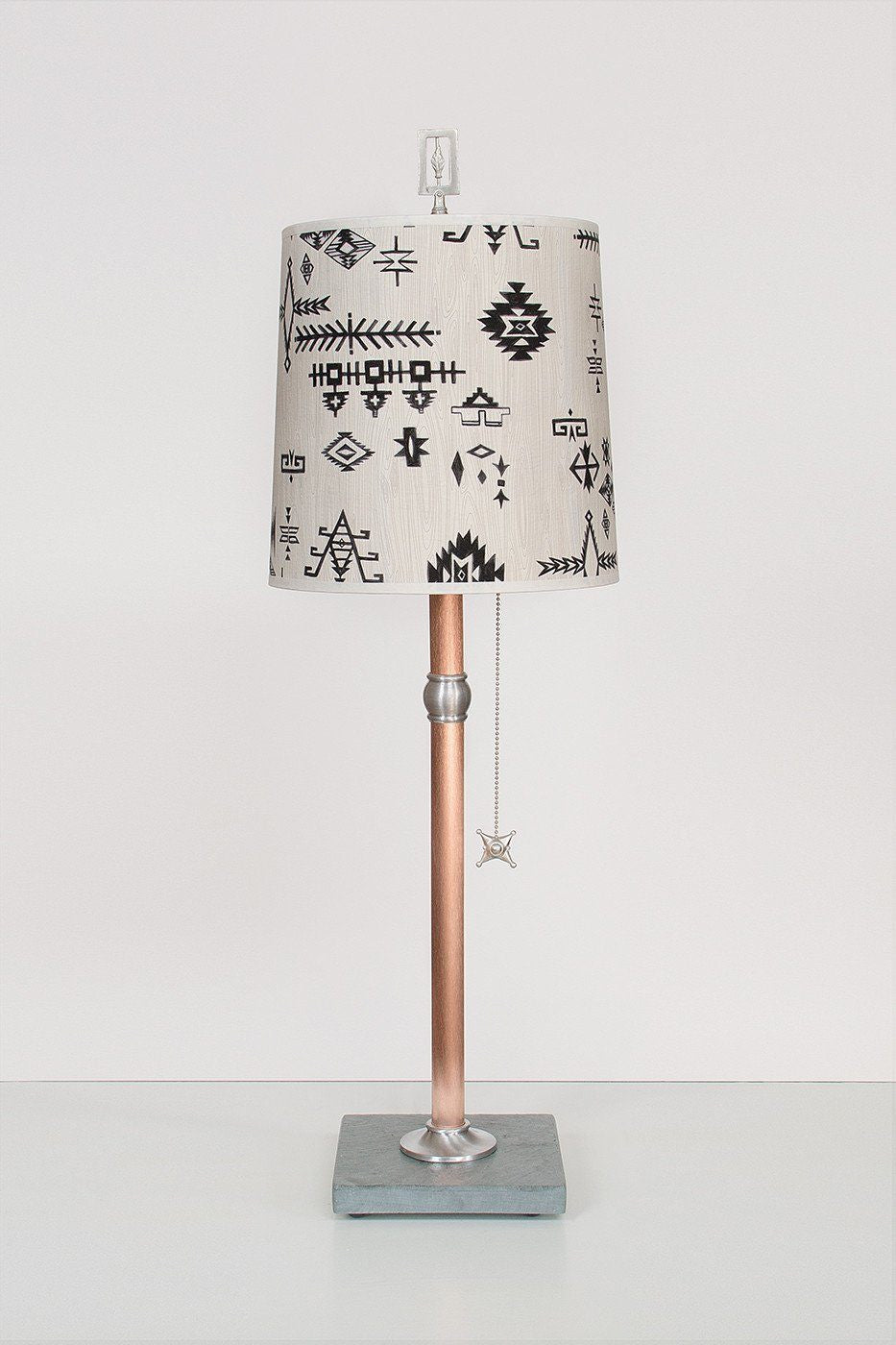 Copper Table Lamp with Medium Drum Shade in Blanket Sketch