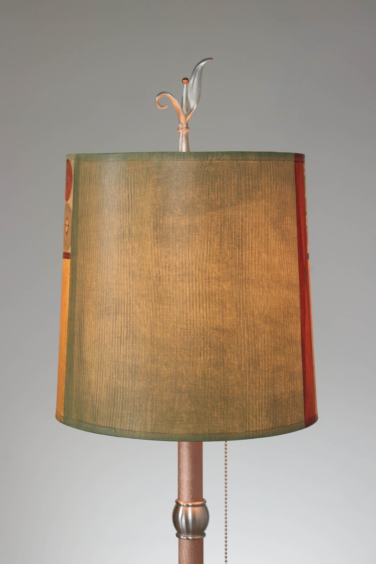 Janna Ugone &amp; Co Table Lamp Copper Table Lamp with Medium Drum Shade in Button Collage in Spice Linen