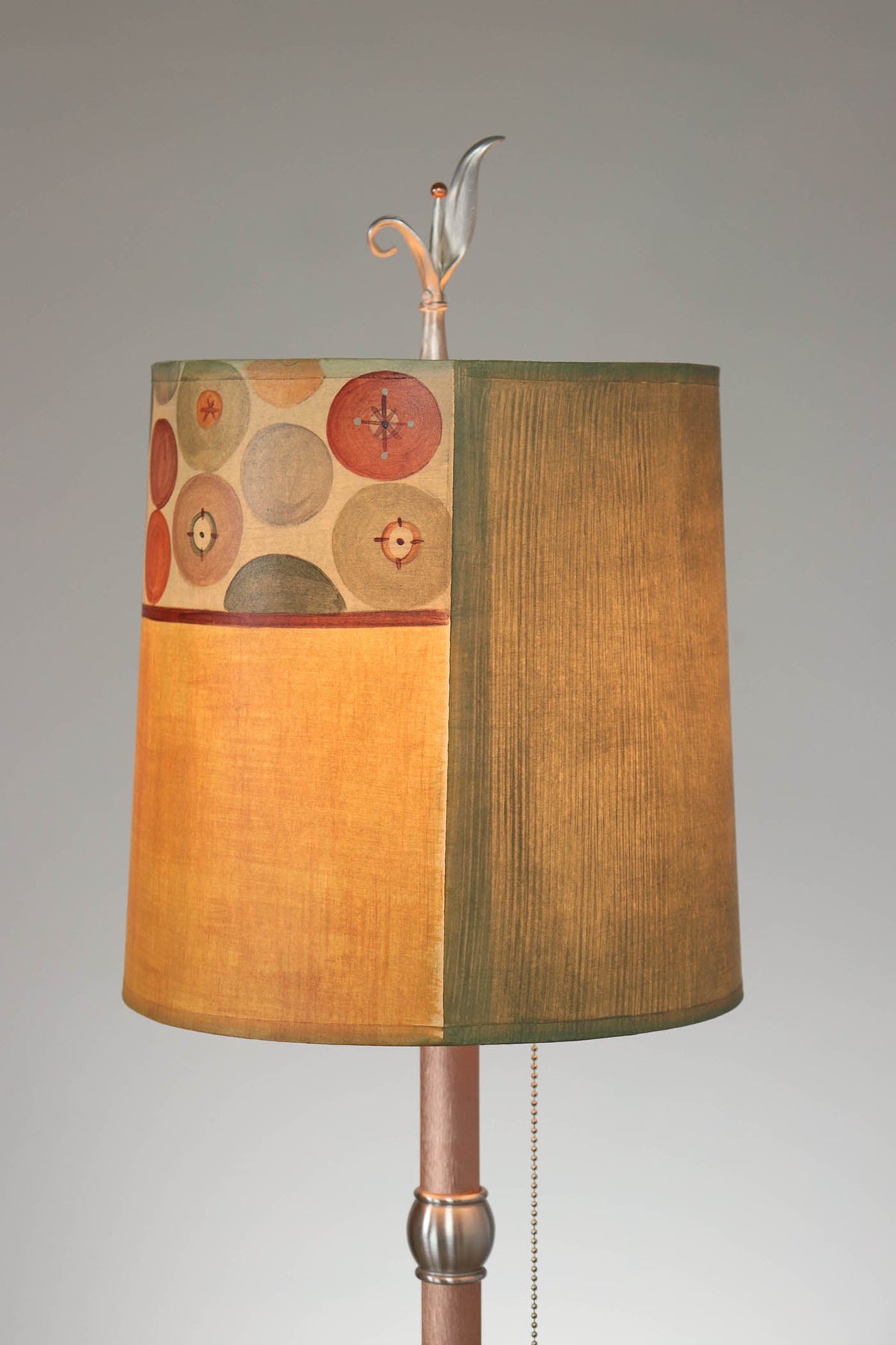 Janna Ugone &amp; Co Table Lamp Copper Table Lamp with Medium Drum Shade in Button Collage in Spice Linen