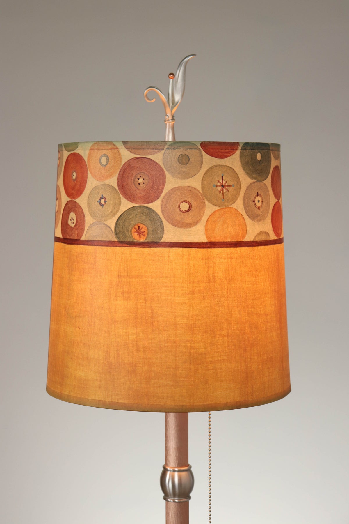 Janna Ugone &amp; Co Table Lamp Copper Table Lamp with Medium Drum Shade in Button Collage in Spice Linen