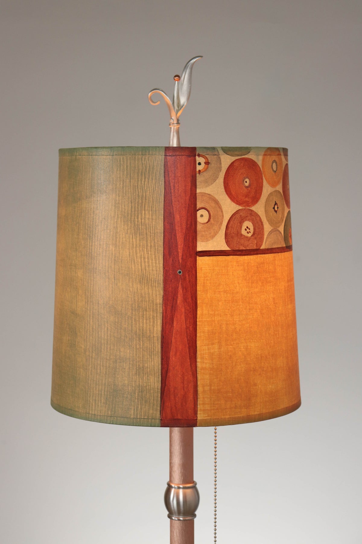 Janna Ugone &amp; Co Table Lamp Copper Table Lamp with Medium Drum Shade in Button Collage in Spice Linen