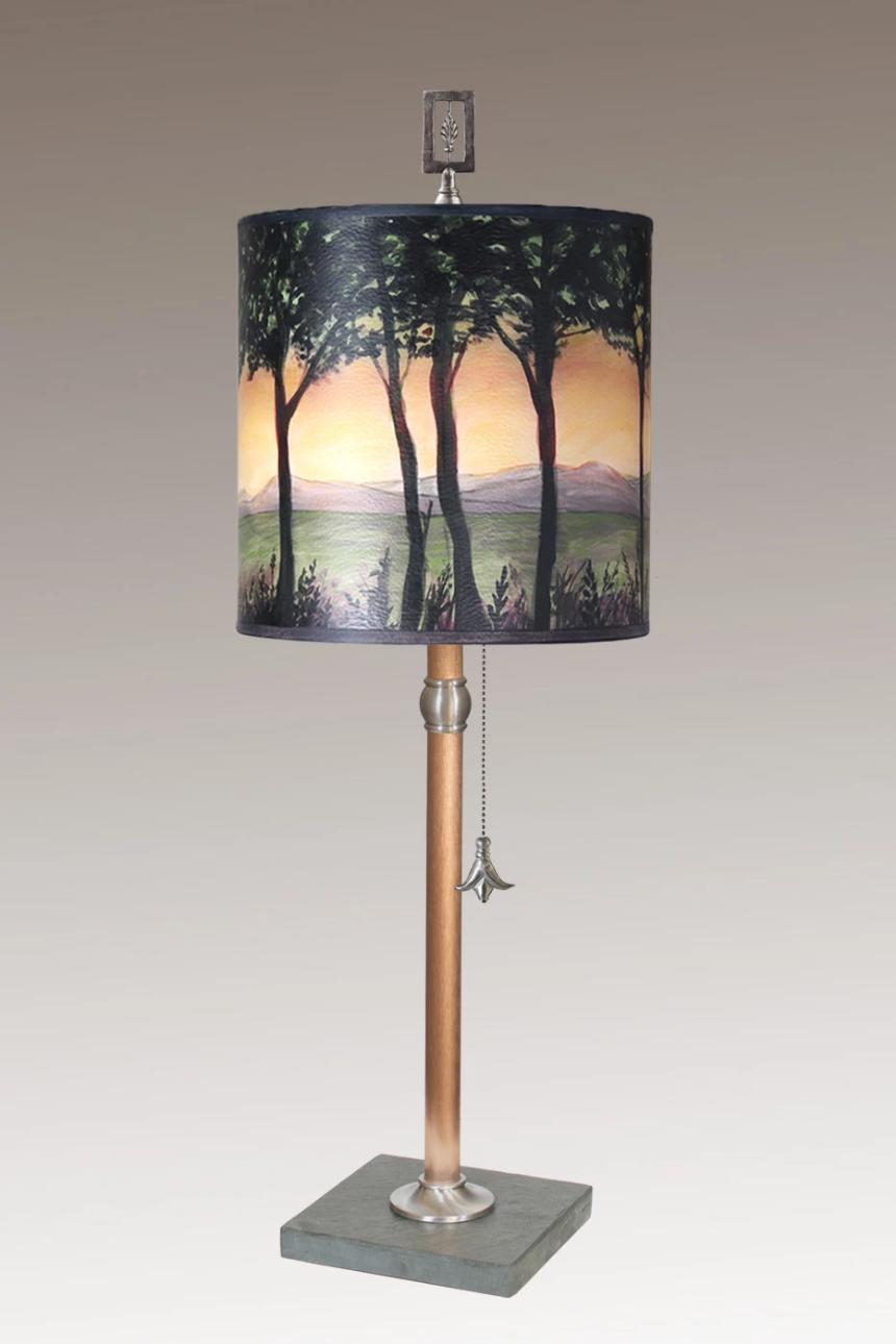 Janna Ugone &amp; Co Table Lamps Copper Table Lamp with Medium Drum Shade in Dawn
