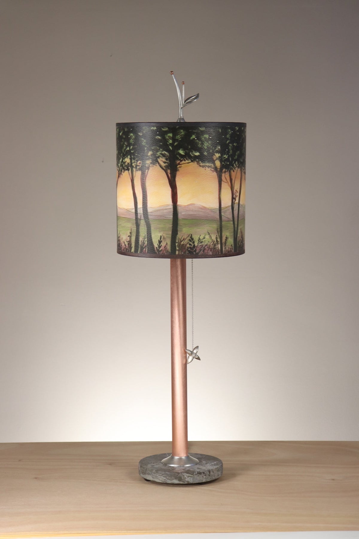 Janna Ugone &amp; Co Table Lamps Copper Table Lamp with Medium Drum Shade in Dawn