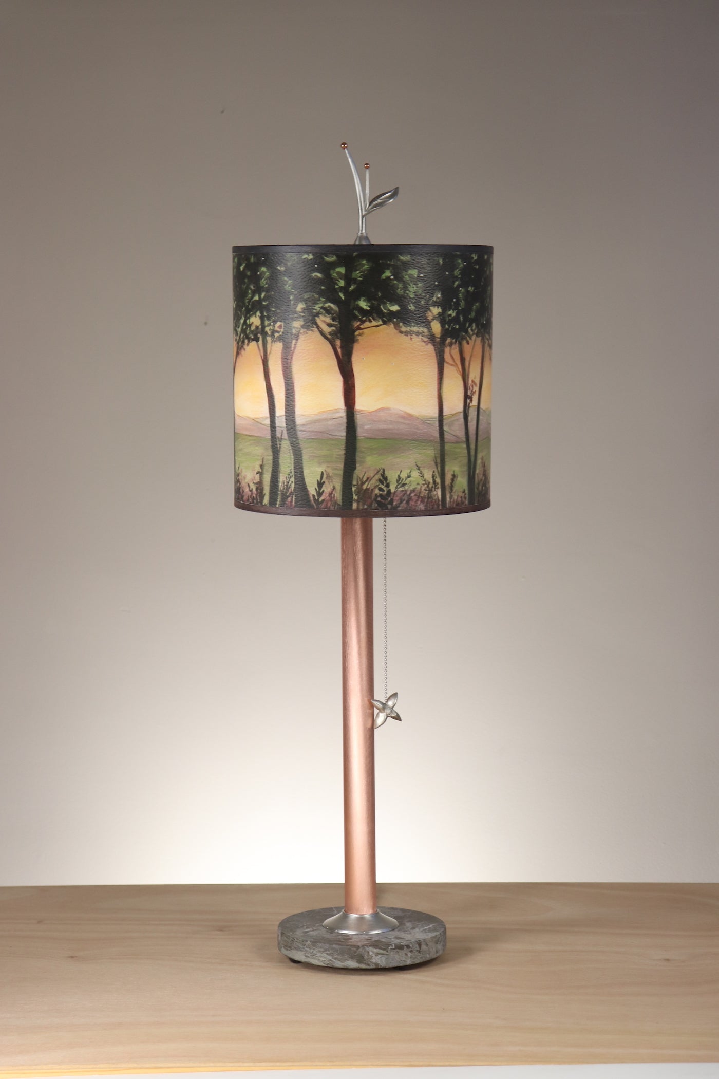 Janna Ugone & Co Table Lamps Copper Table Lamp with Medium Drum Shade in Dawn