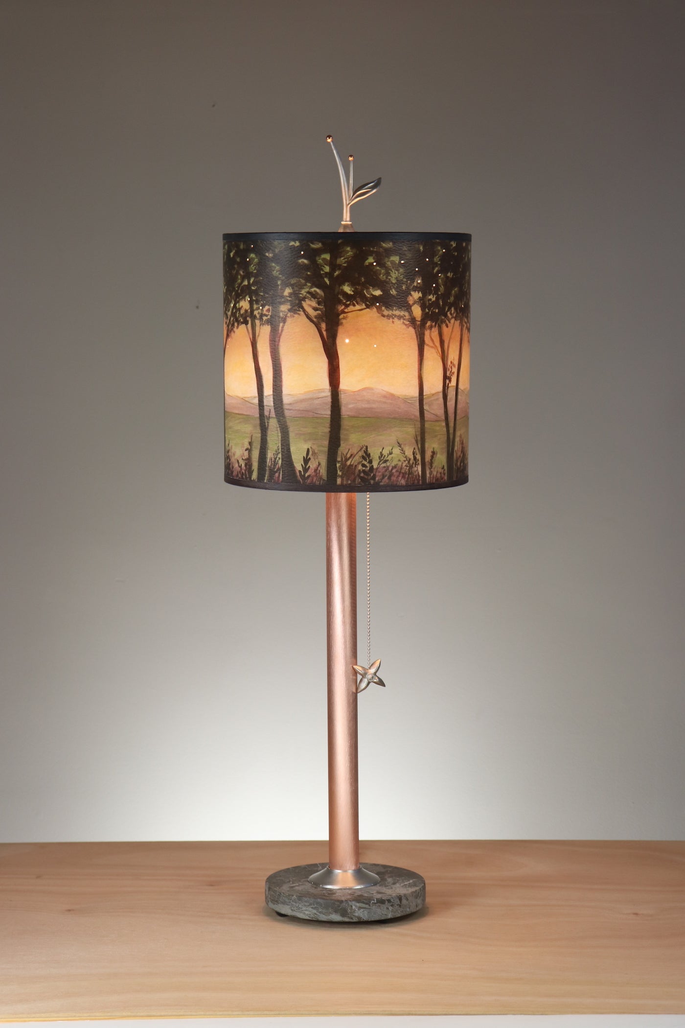 Janna Ugone & Co Table Lamps Copper Table Lamp with Medium Drum Shade in Dawn