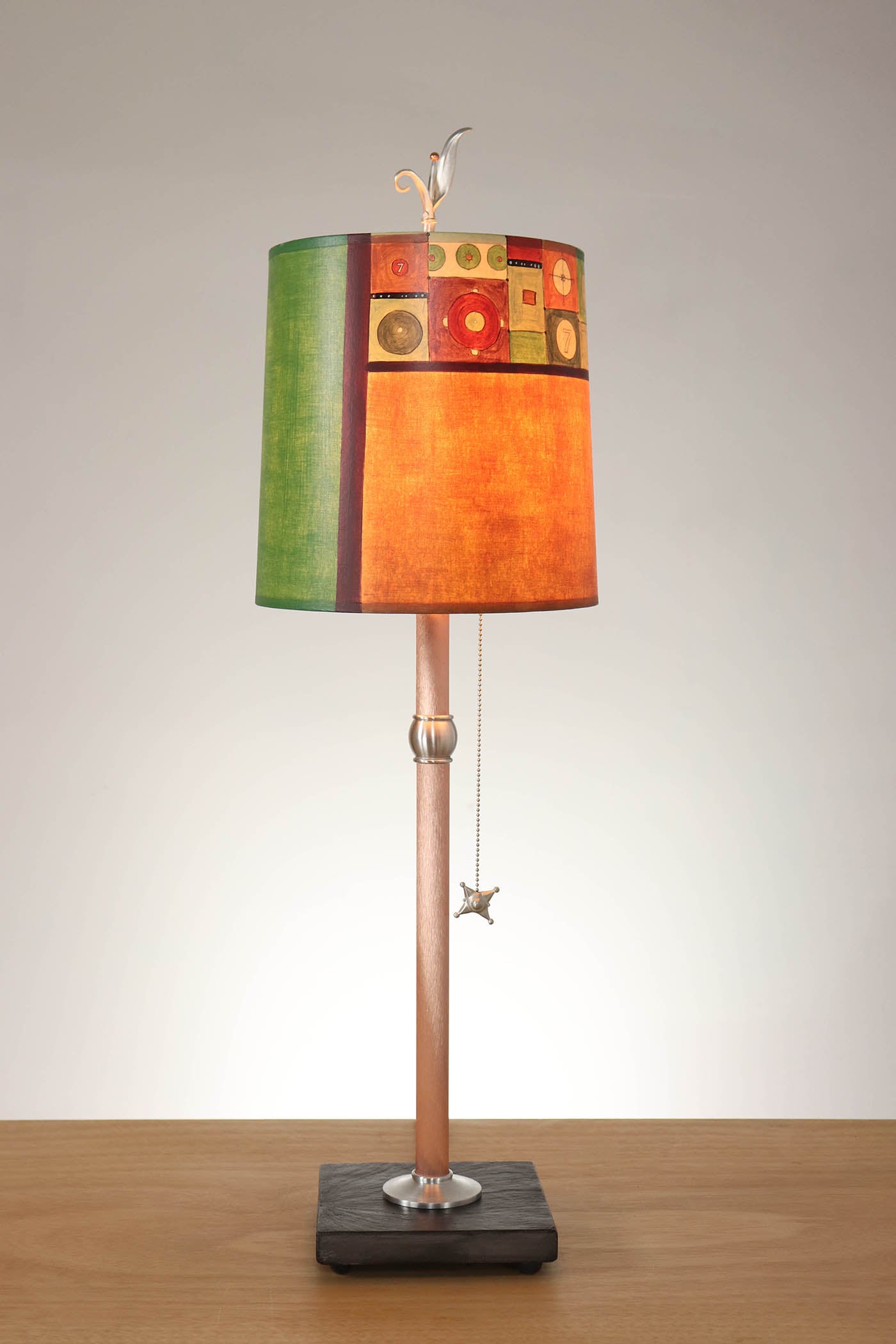 Janna Ugone & Co Table Lamp Copper Table Lamp with Medium Drum Shade in Lucky Seven