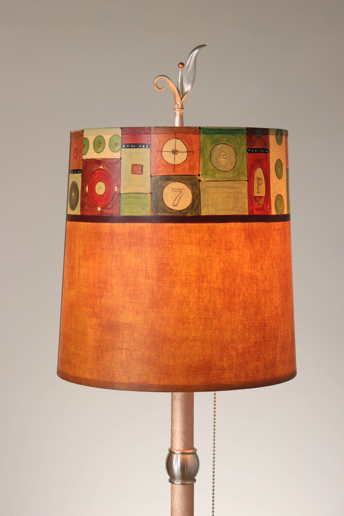 Janna Ugone &amp; Co Table Lamp Copper Table Lamp with Medium Drum Shade in Lucky Seven