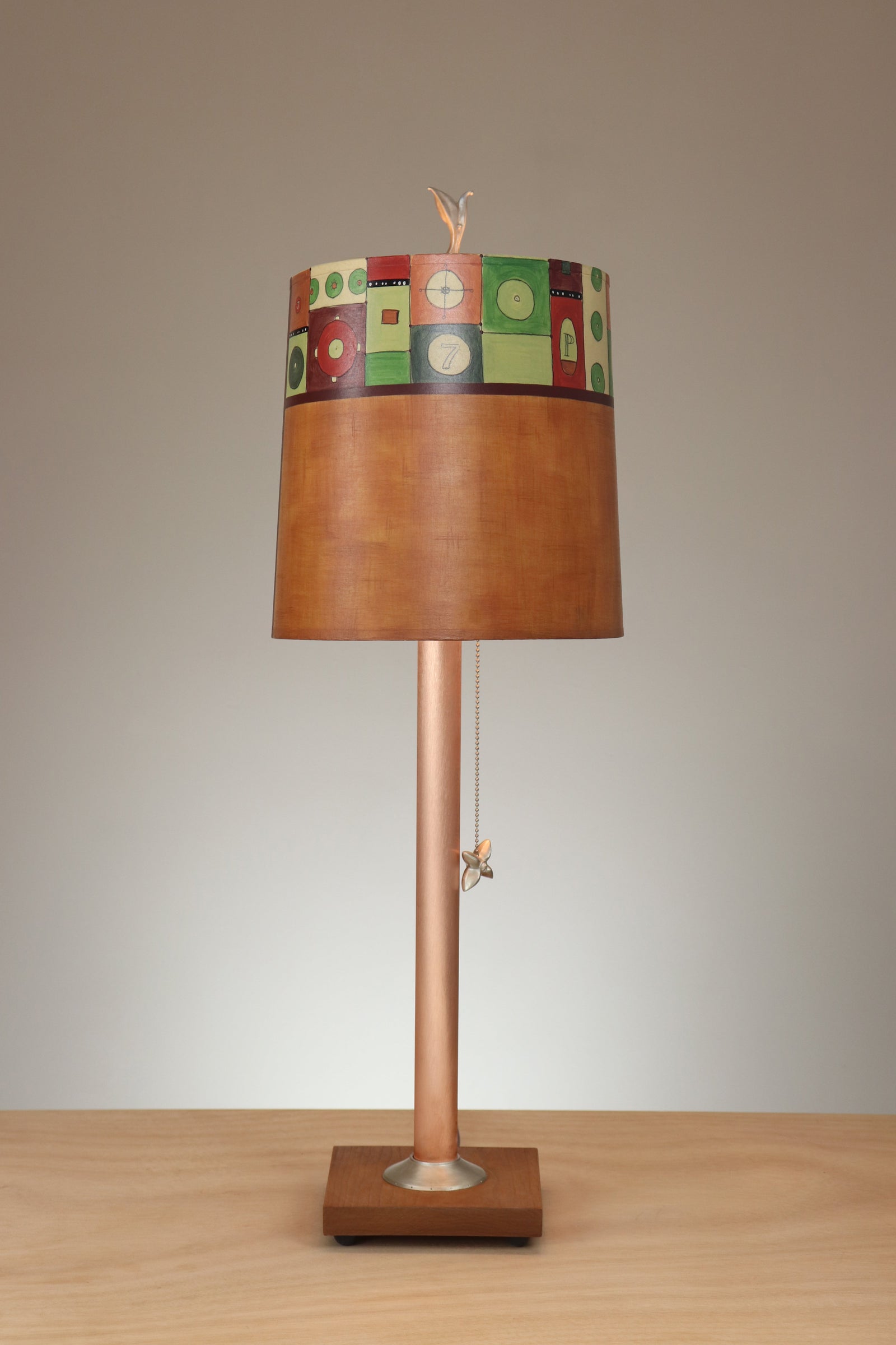 Janna Ugone & Co Table Lamp Copper Table Lamp with Medium Drum Shade in Lucky Seven