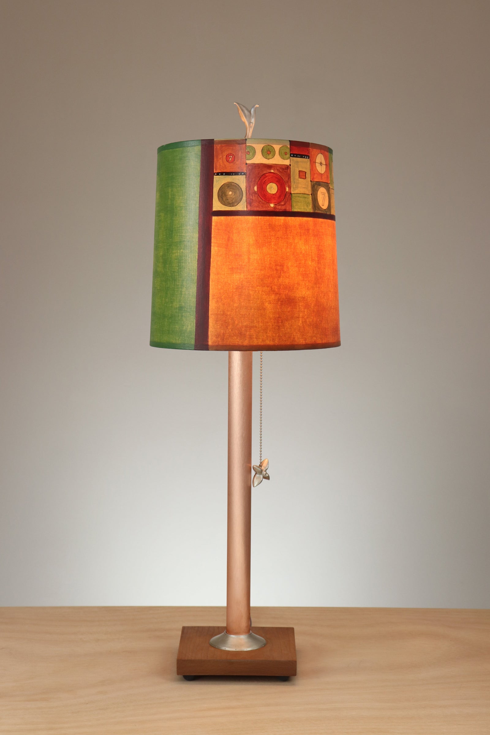 Janna Ugone & Co Table Lamp Copper Table Lamp with Medium Drum Shade in Lucky Seven