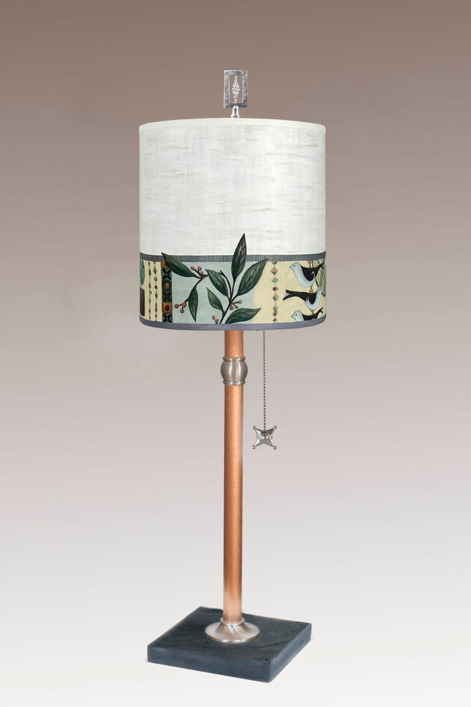 Janna Ugone &amp; Co Table Lamp Copper Table Lamp with Medium Drum Shade in New Capri Opal
