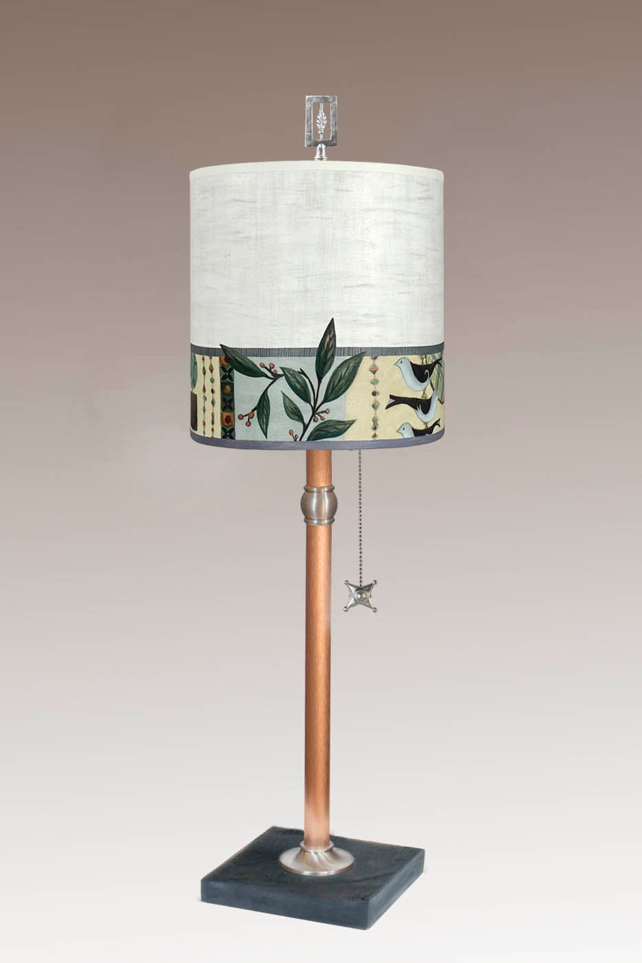 Janna Ugone & Co Table Lamp Copper Table Lamp with Medium Drum Shade in New Capri Opal