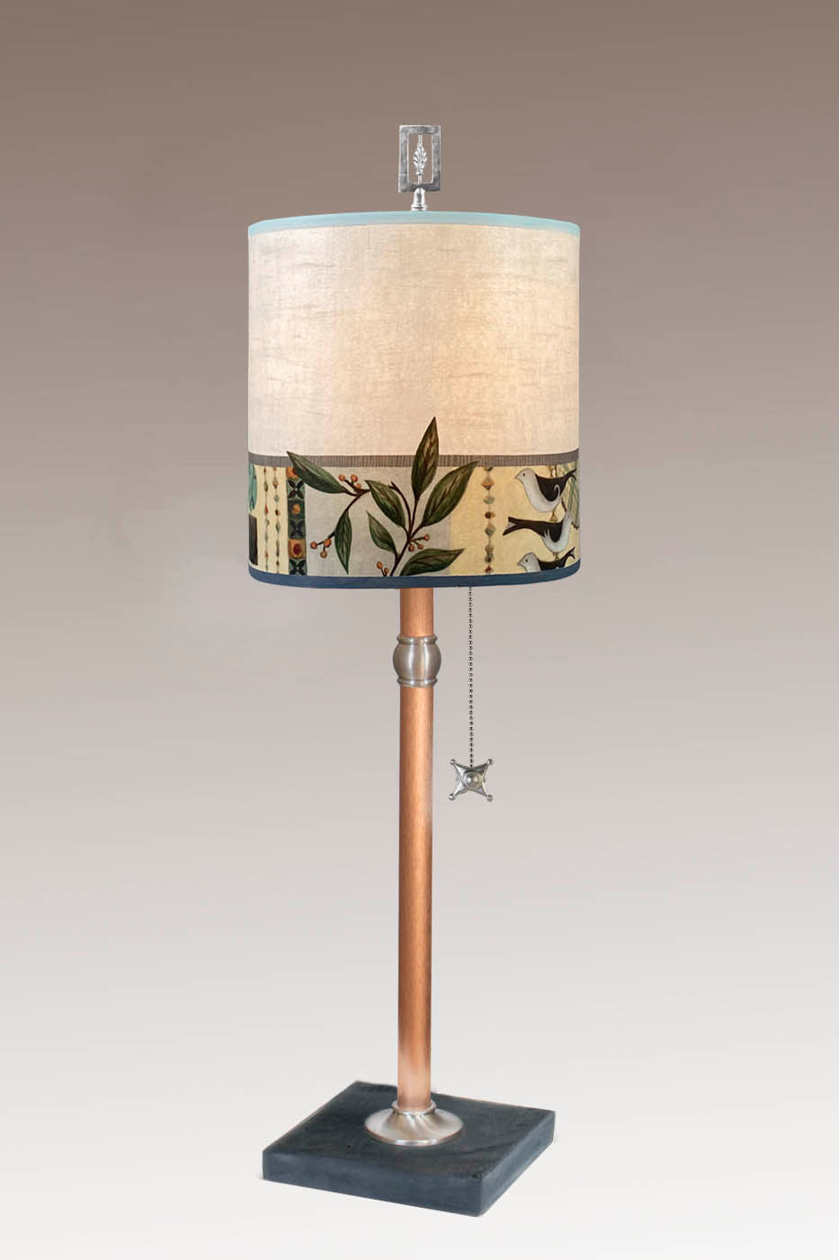 Janna Ugone & Co Table Lamp Copper Table Lamp with Medium Drum Shade in New Capri Opal