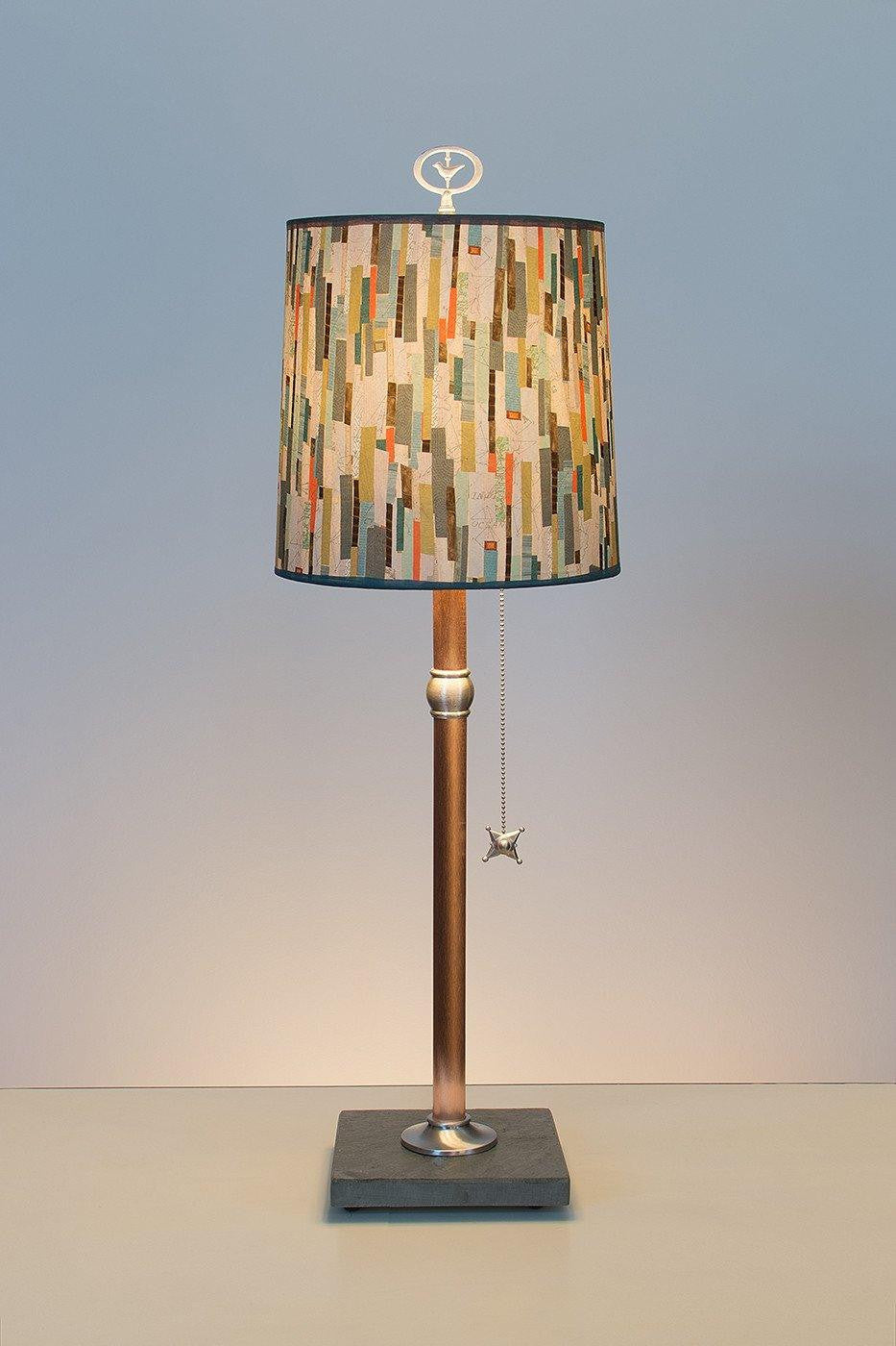Janna Ugone &amp; Co Table Lamps Copper Table Lamp with Medium Drum Shade in Papers