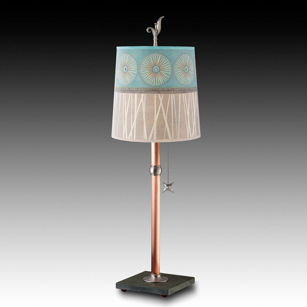 Janna Ugone &amp; Co Table Lamps Copper Table Lamp with Medium Drum Shade in Pool