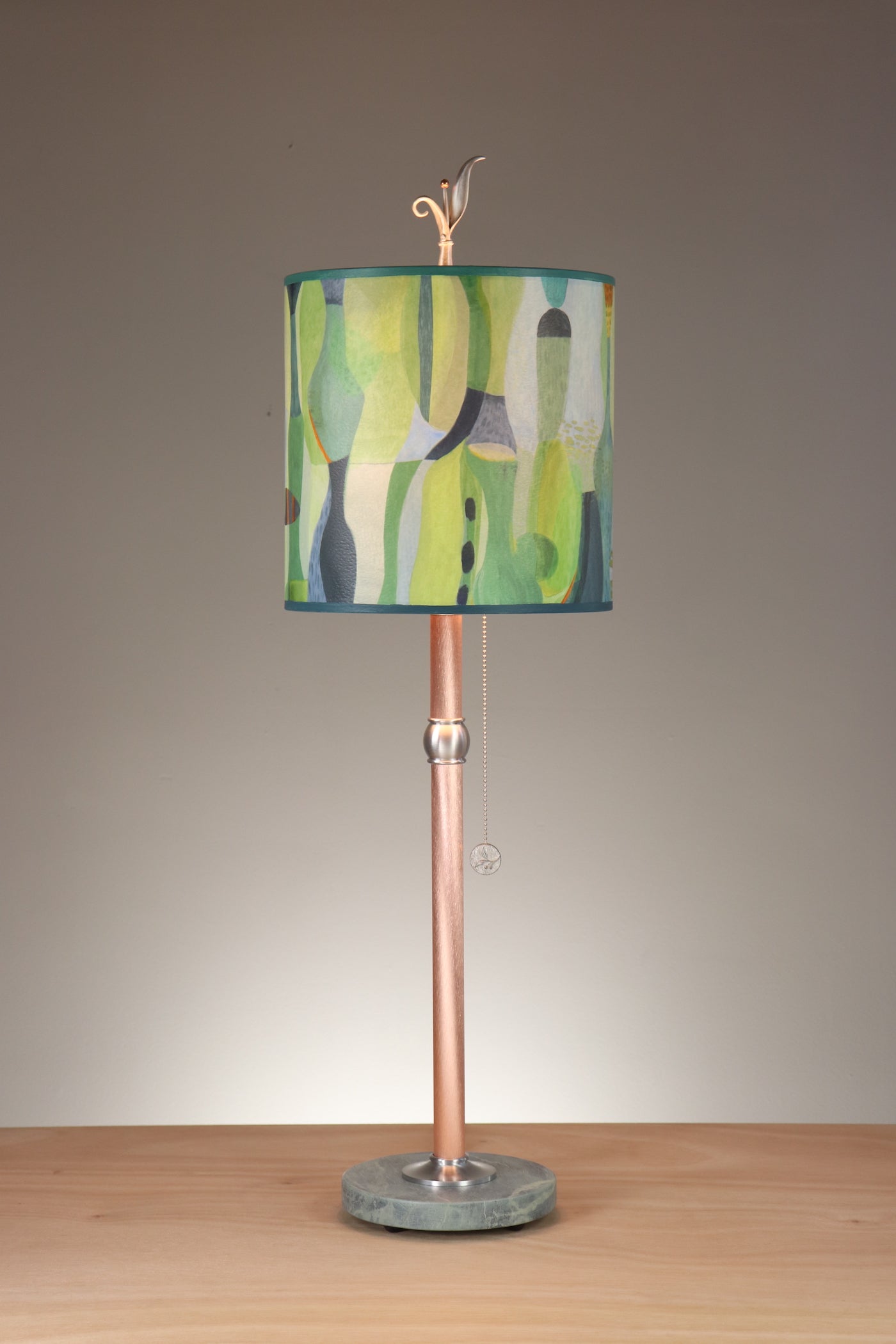 Janna Ugone & Co Table Lamp Copper Table Lamp with Medium Drum Shade in Riviera in Citrus