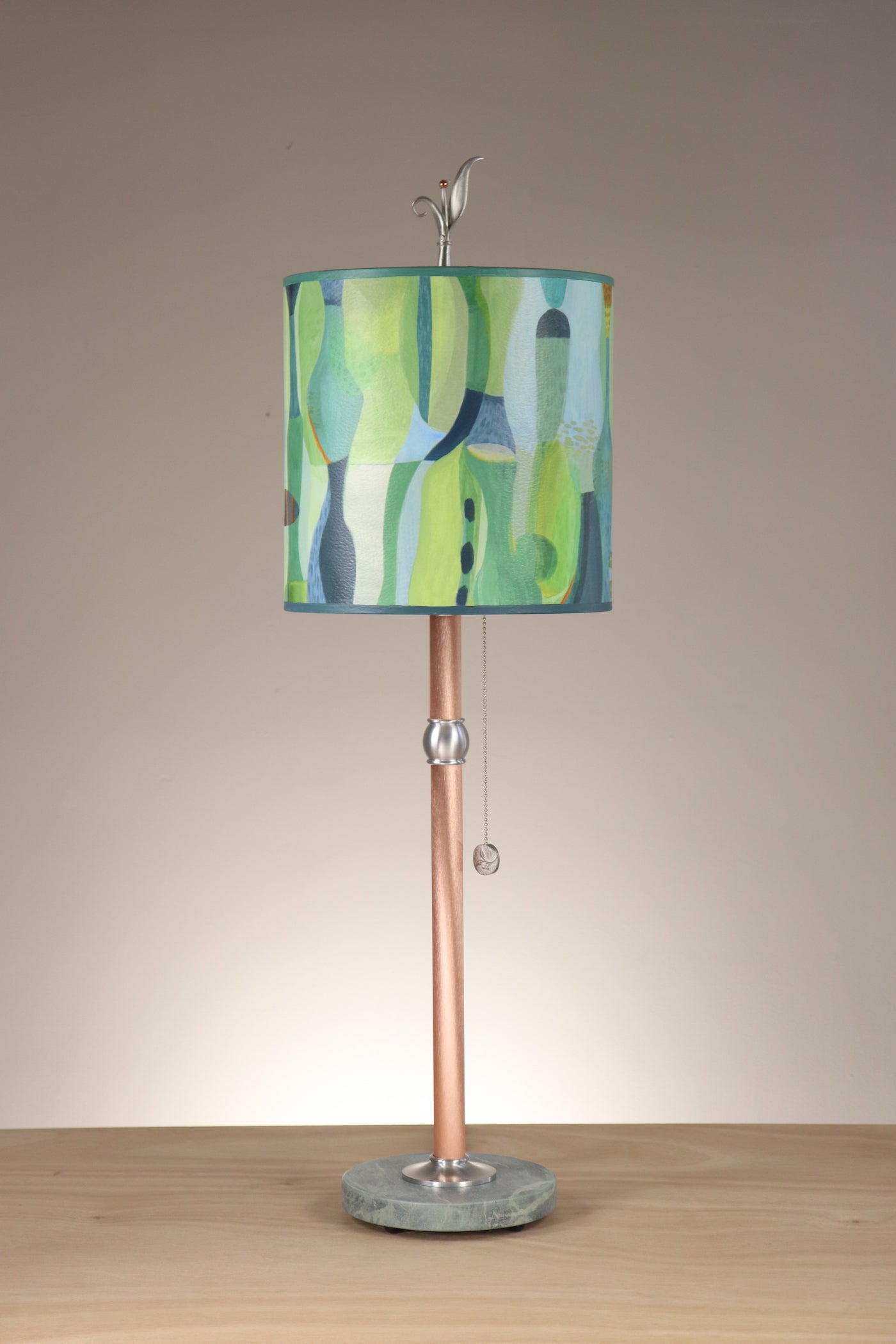 Janna Ugone & Co Table Lamp Copper Table Lamp with Medium Drum Shade in Riviera in Citrus