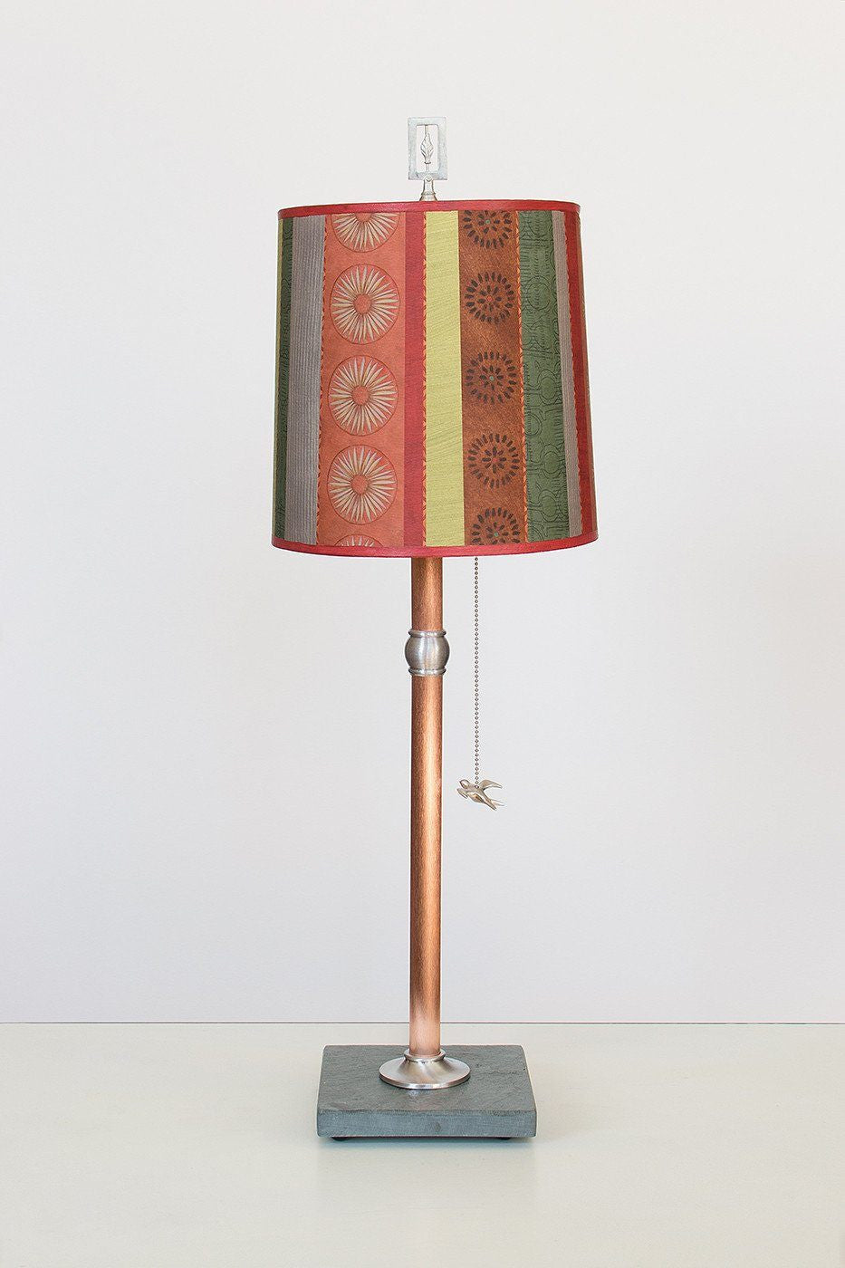 Copper Table Lamp with Medium Drum Shade in Serape