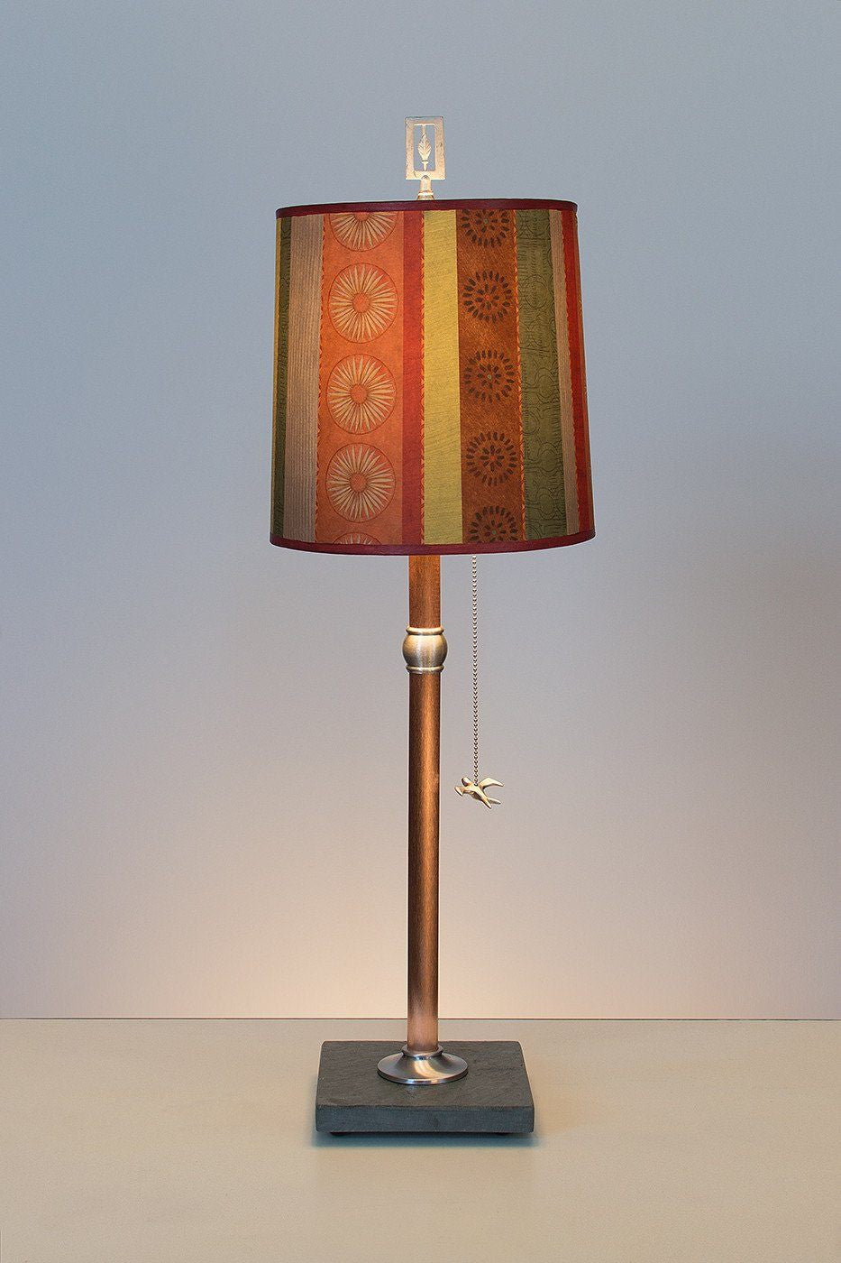Janna Ugone & Co Table Lamps Copper Table Lamp with Medium Drum Shade in Serape