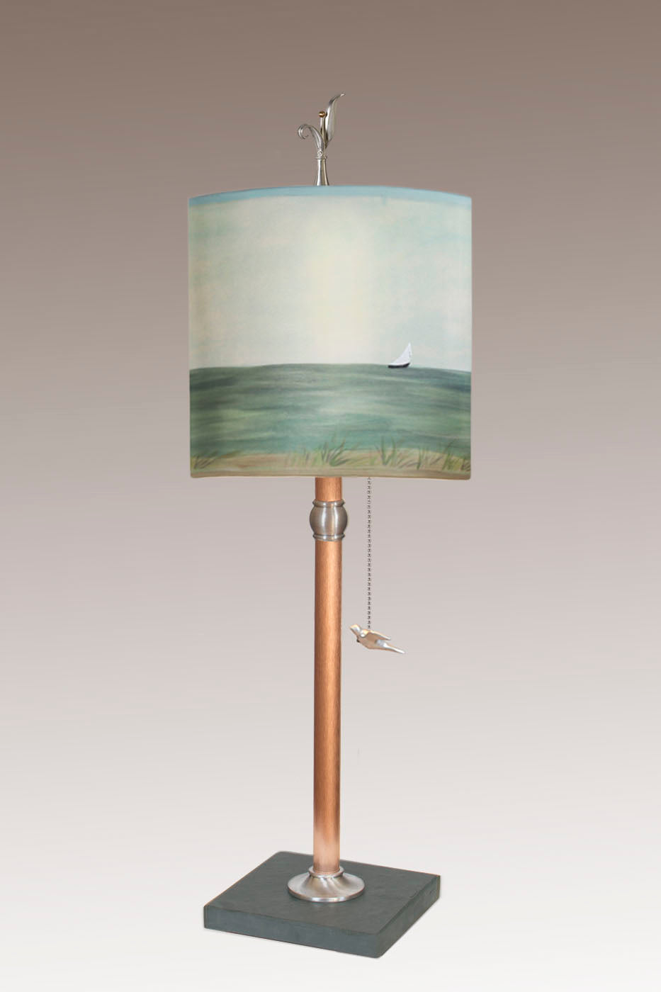 Janna Ugone & Co Table Lamps Copper Table Lamp with Medium Drum Shade in Shore