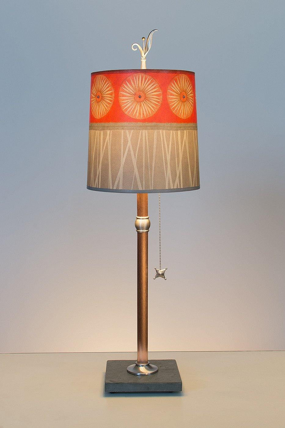 Janna Ugone &amp; Co Table Lamps Copper Table Lamp with Medium Drum Shade in Tang