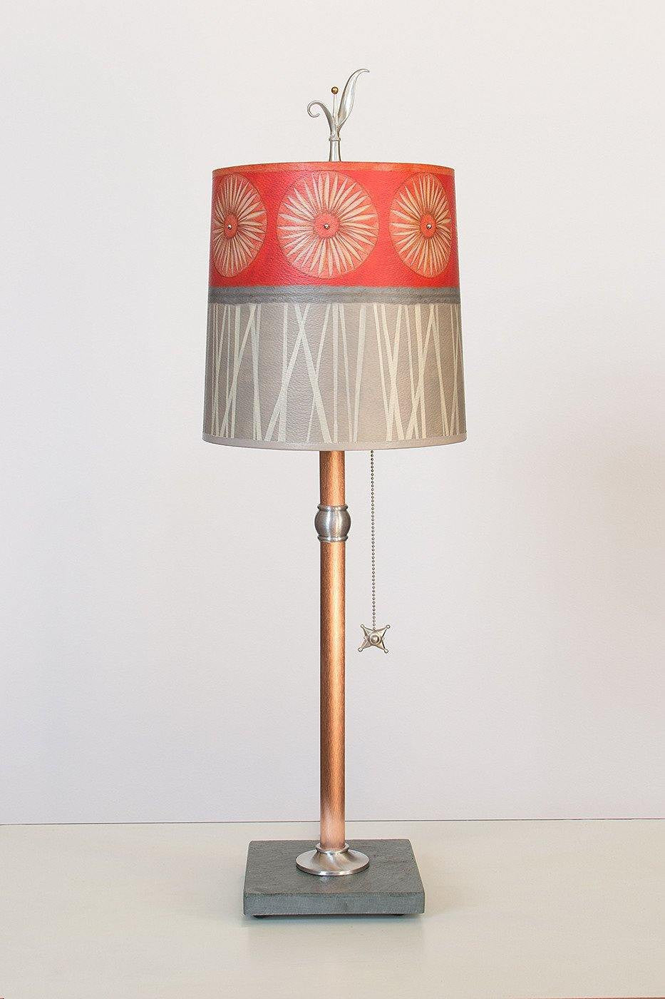 Janna Ugone &amp; Co Table Lamps Copper Table Lamp with Medium Drum Shade in Tang