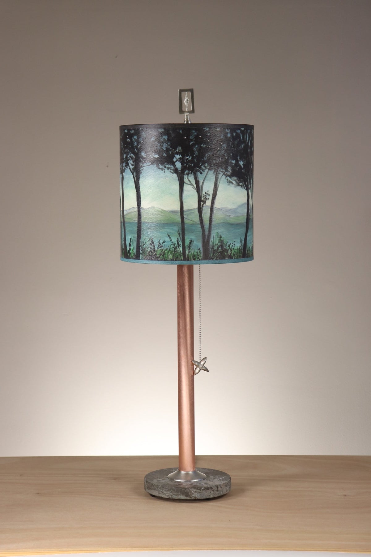 Janna Ugone &amp; Co Table Lamps Copper Table Lamp with Medium Drum Shade in Twilight