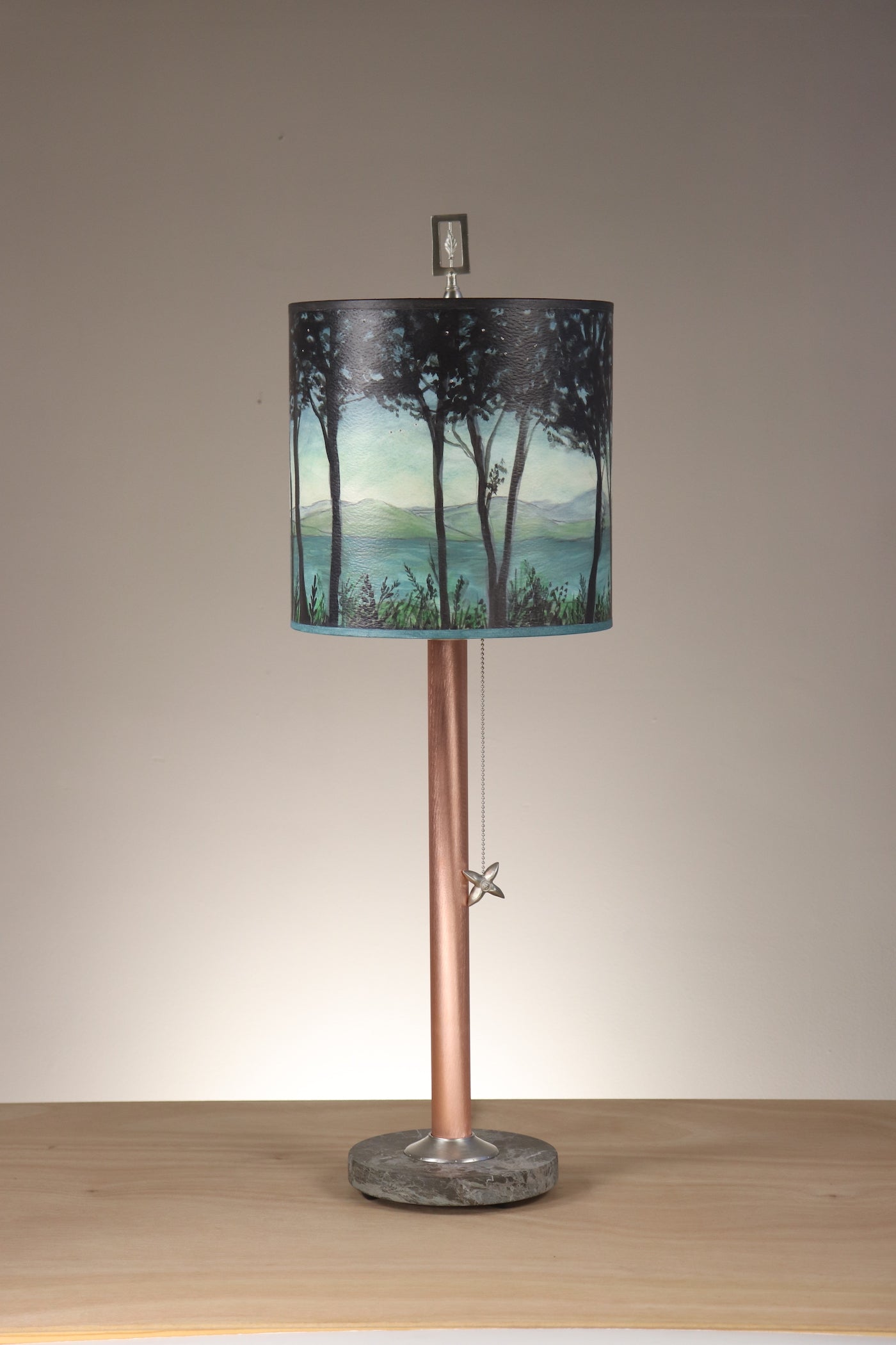 Janna Ugone & Co Table Lamps Copper Table Lamp with Medium Drum Shade in Twilight