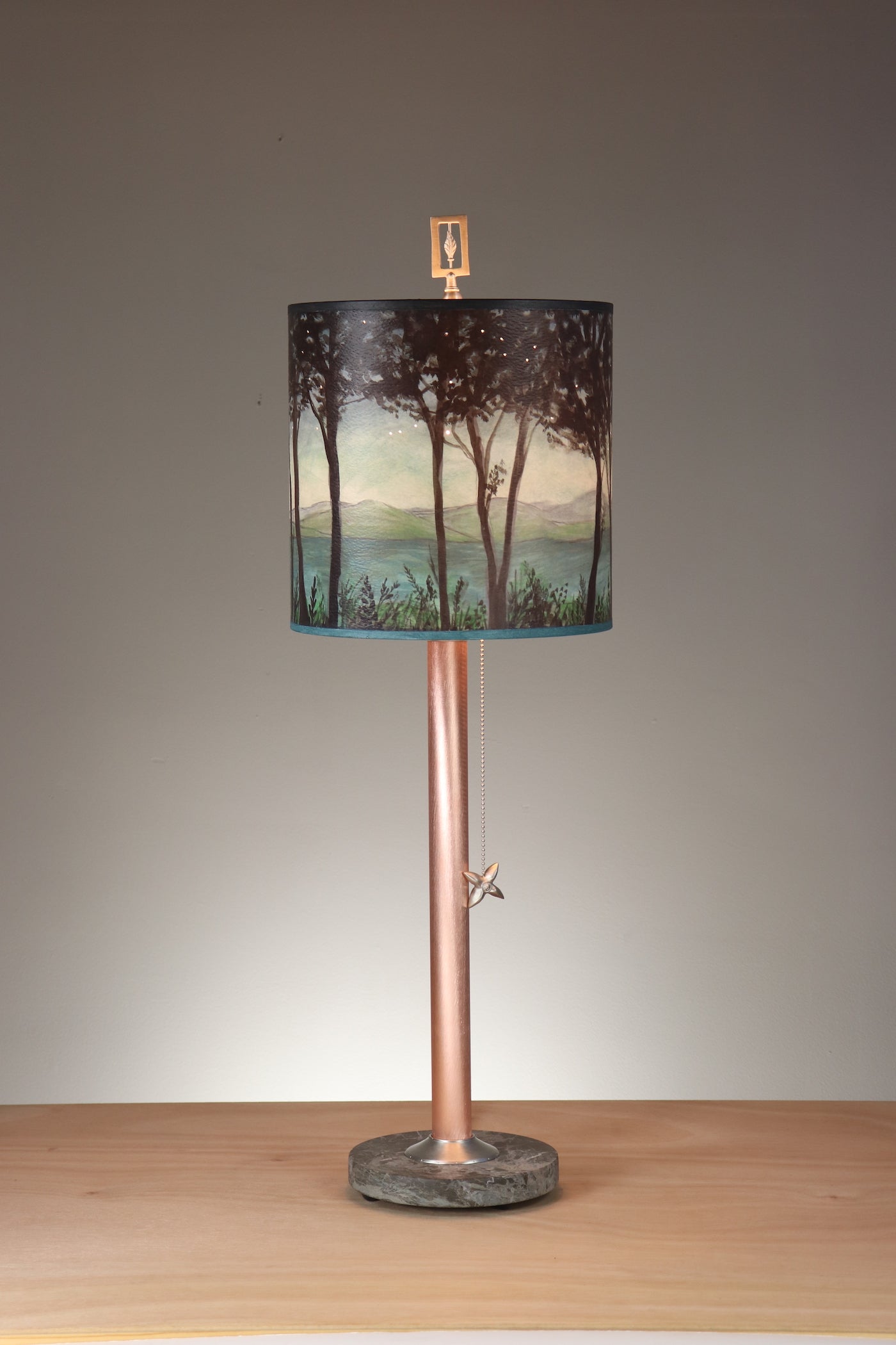 Janna Ugone & Co Table Lamps Copper Table Lamp with Medium Drum Shade in Twilight
