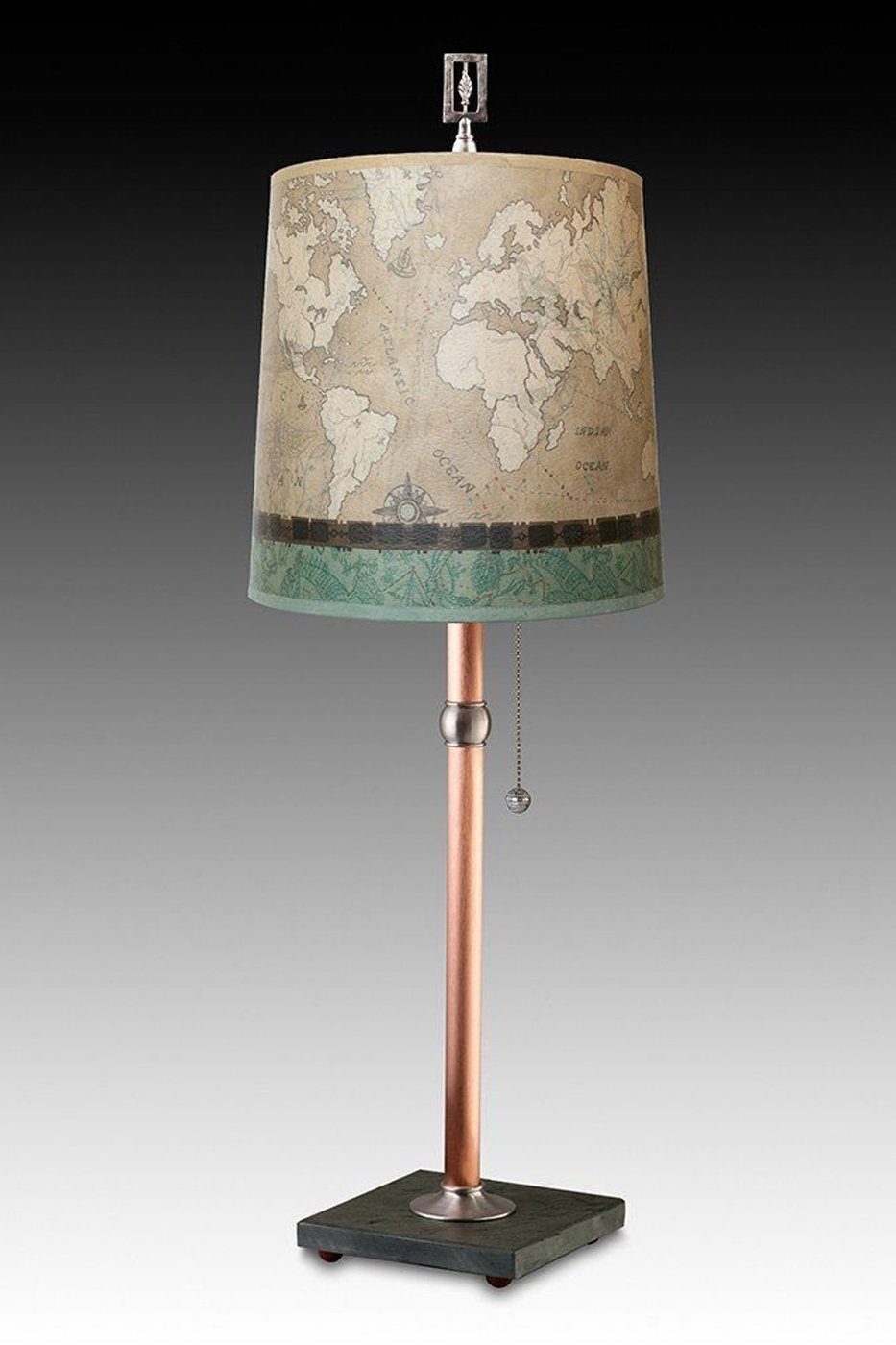 Copper Table Lamp with Medium Drum Shade in Voyages