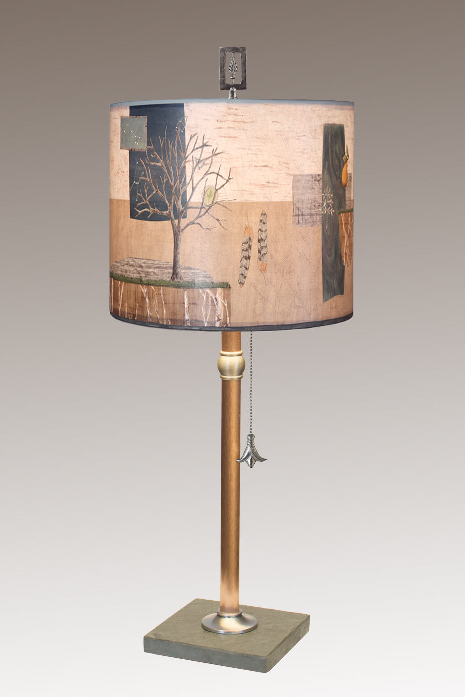 Janna Ugone &amp; Co Table Lamps Copper Table Lamp with Medium Drum Shade in Wander in Drift