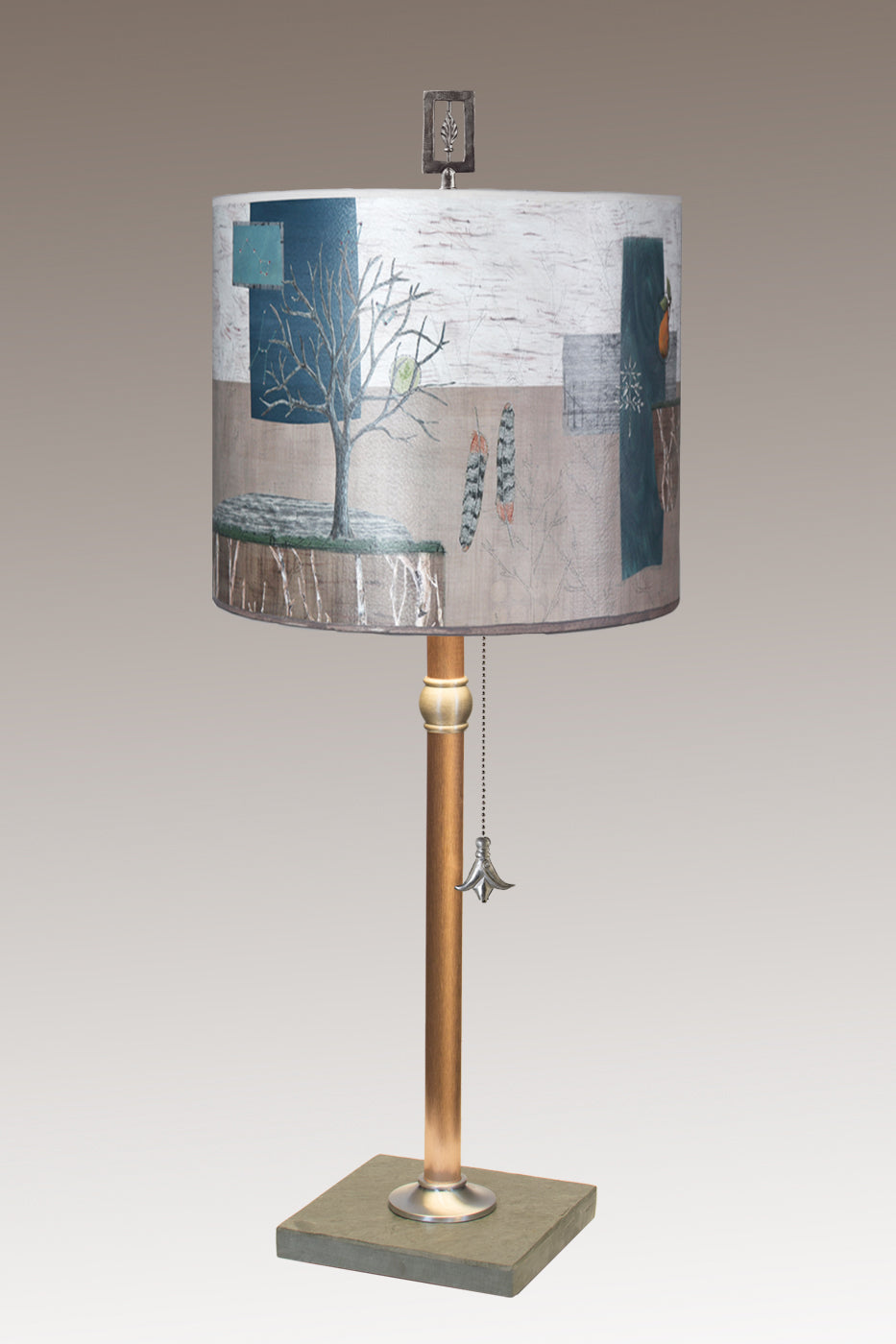 Janna Ugone &amp; Co Table Lamps Copper Table Lamp with Medium Drum Shade in Wander in Drift