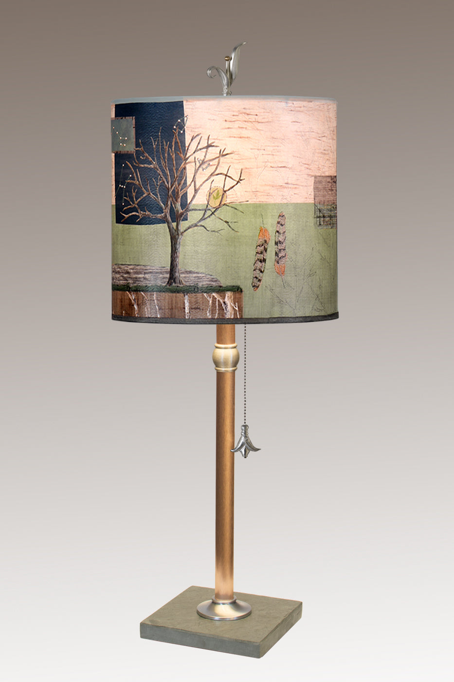 Janna Ugone & Co Table Lamps Copper Table Lamp with Medium Drum Shade in Wander in Field