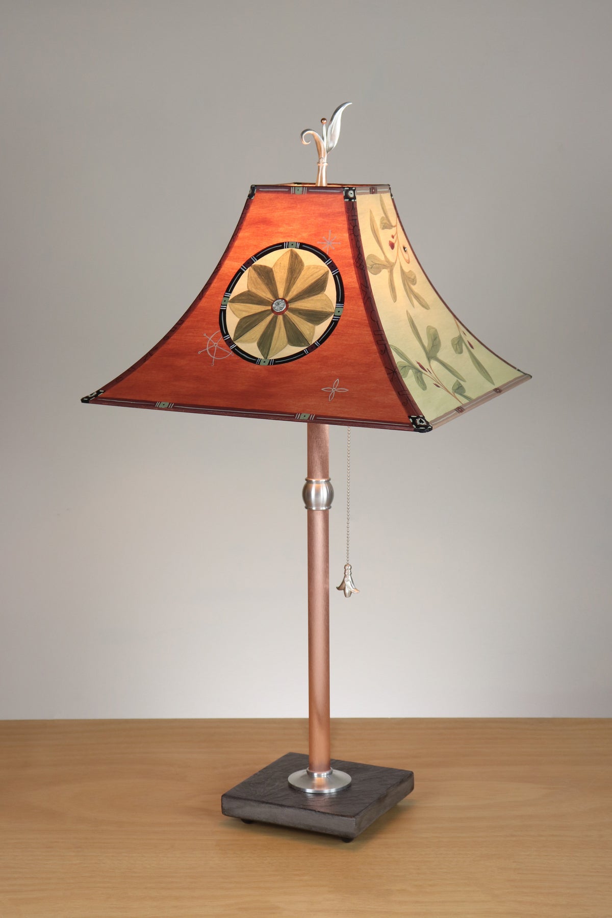 Janna Ugone &amp; Co Table Lamp Copper Table Lamp with Medium Pagoda Shade in Medallion in Spice