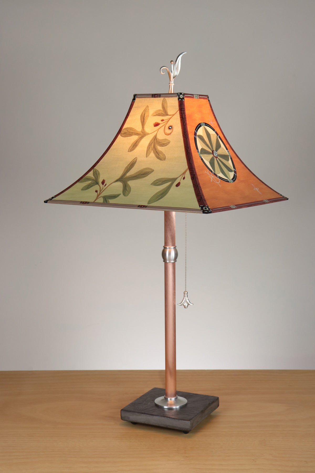 Janna Ugone &amp; Co Table Lamp Copper Table Lamp with Medium Pagoda Shade in Medallion in Spice