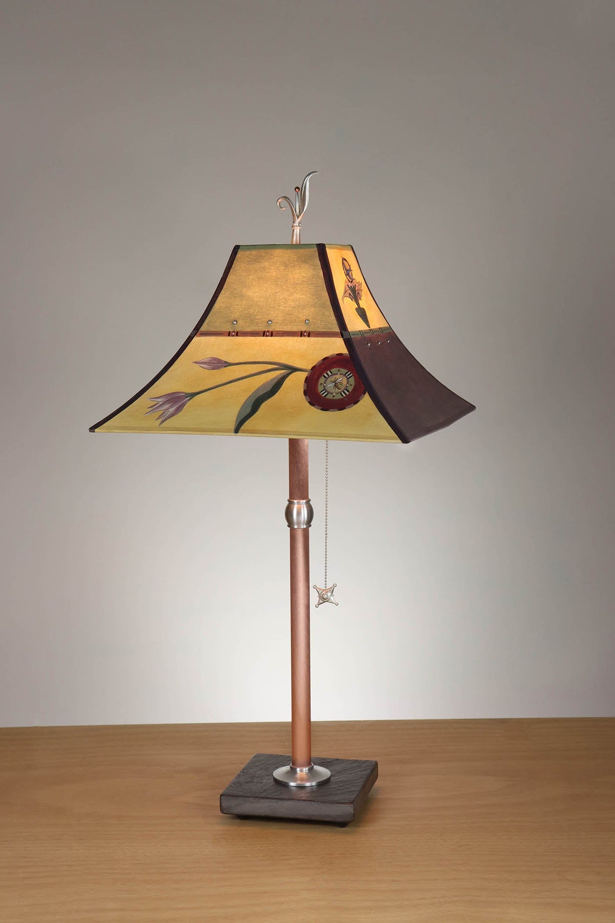 Janna Ugone &amp; Co Table Lamp Copper Table Lamp with Medium Pagoda Shade in QUAD