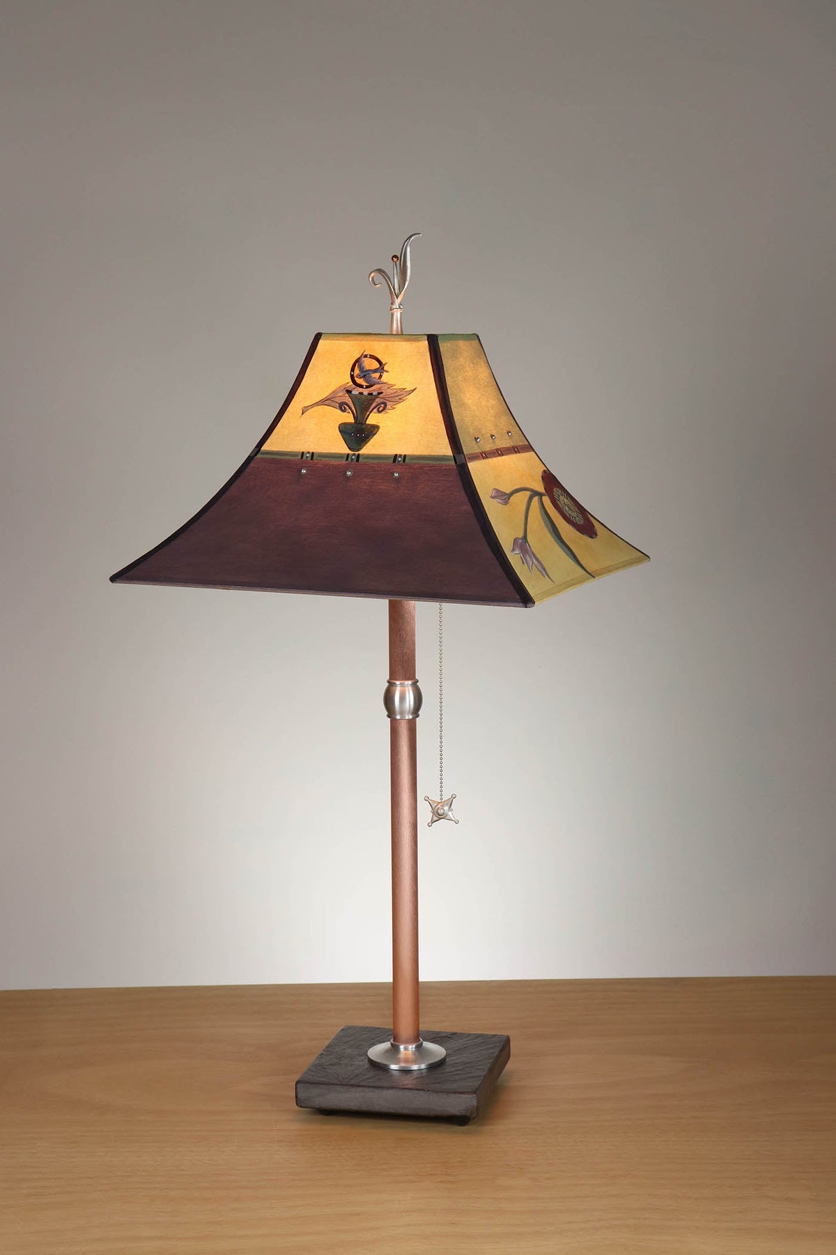 Janna Ugone &amp; Co Table Lamp Copper Table Lamp with Medium Pagoda Shade in QUAD