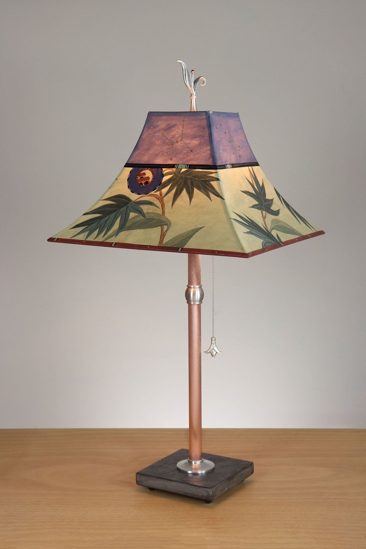 Janna Ugone &amp; Co Table Lamp Copper Table Lamp with Medium Pagoda Shade in Vintage Constellations