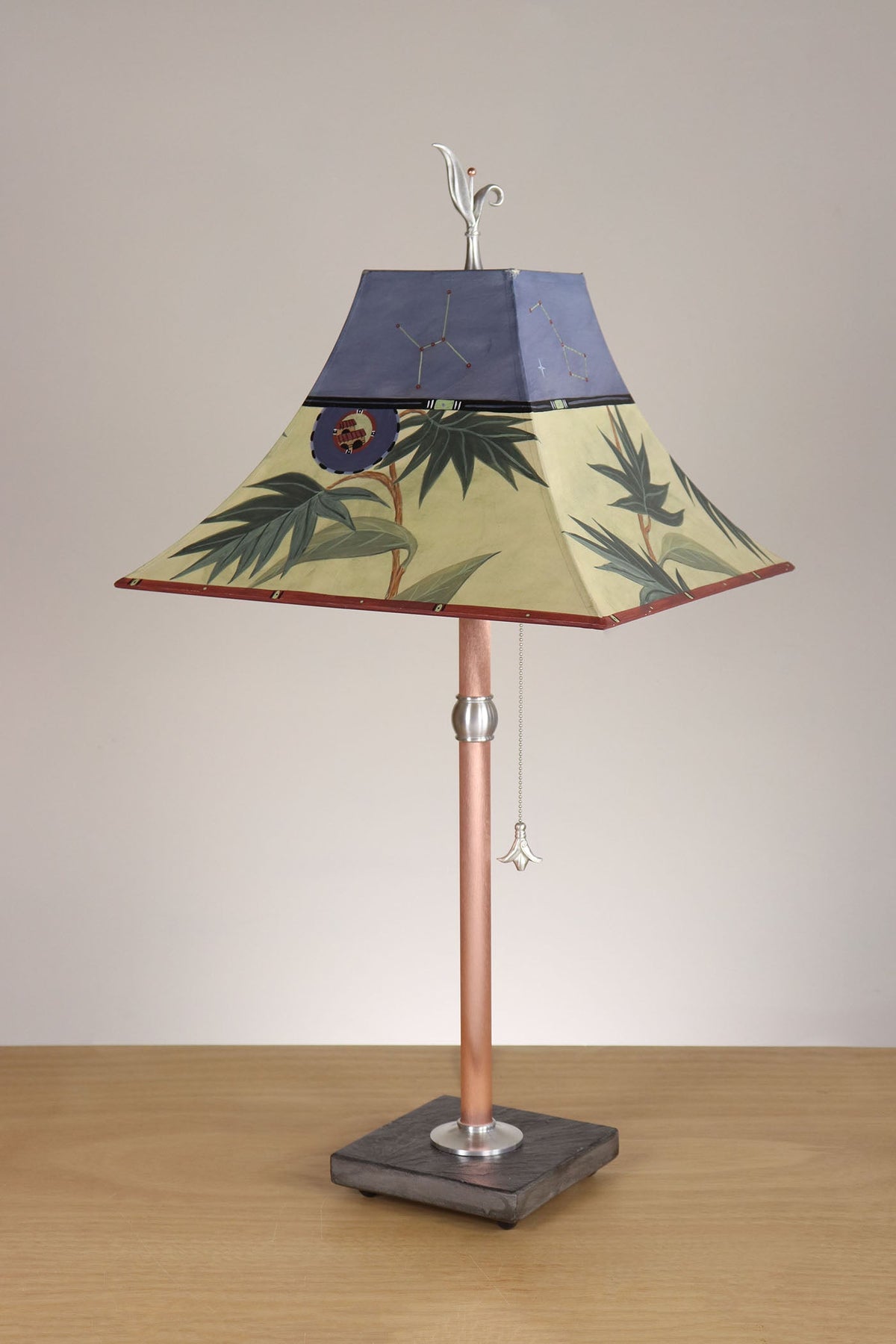 Janna Ugone &amp; Co Table Lamp Copper Table Lamp with Medium Pagoda Shade in Vintage Constellations