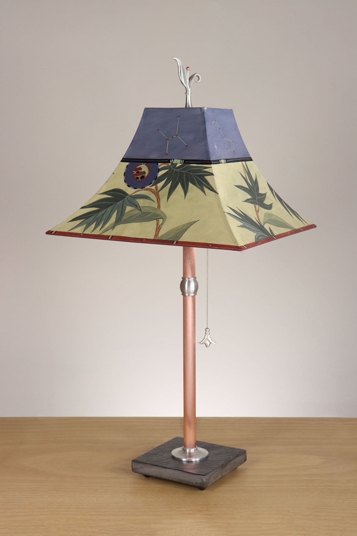 Janna Ugone & Co Table Lamp Copper Table Lamp with Medium Pagoda Shade in Vintage Constellations