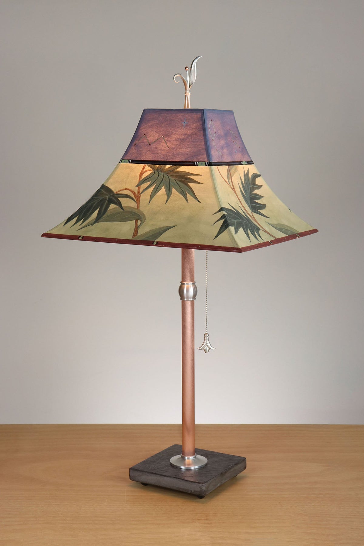 Janna Ugone &amp; Co Table Lamp Copper Table Lamp with Medium Pagoda Shade in Vintage Constellations