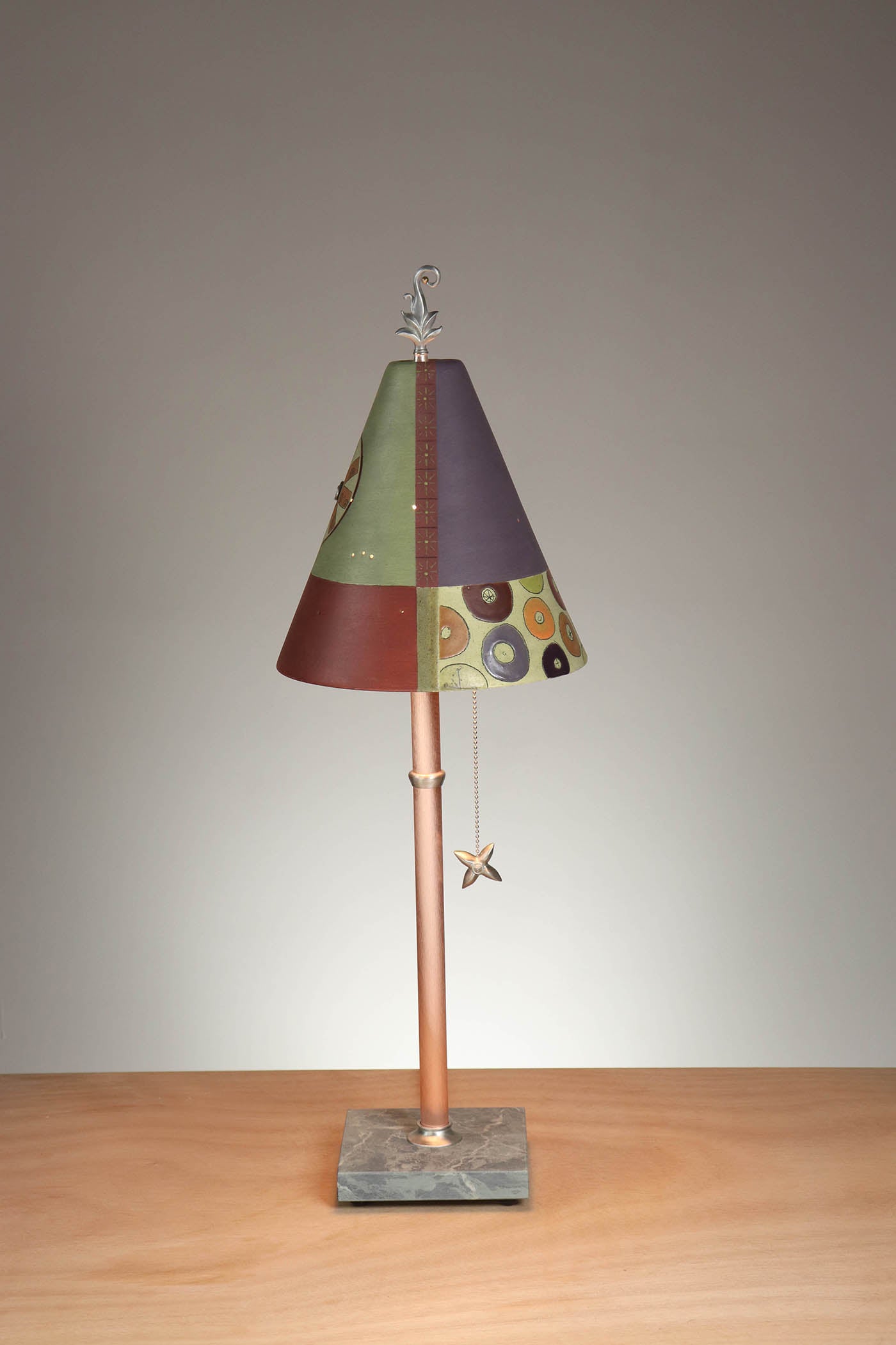 Janna Ugone & Co Table Lamp Copper Table Lamp with Small Conical Ceramic Shade in 4 Quarters