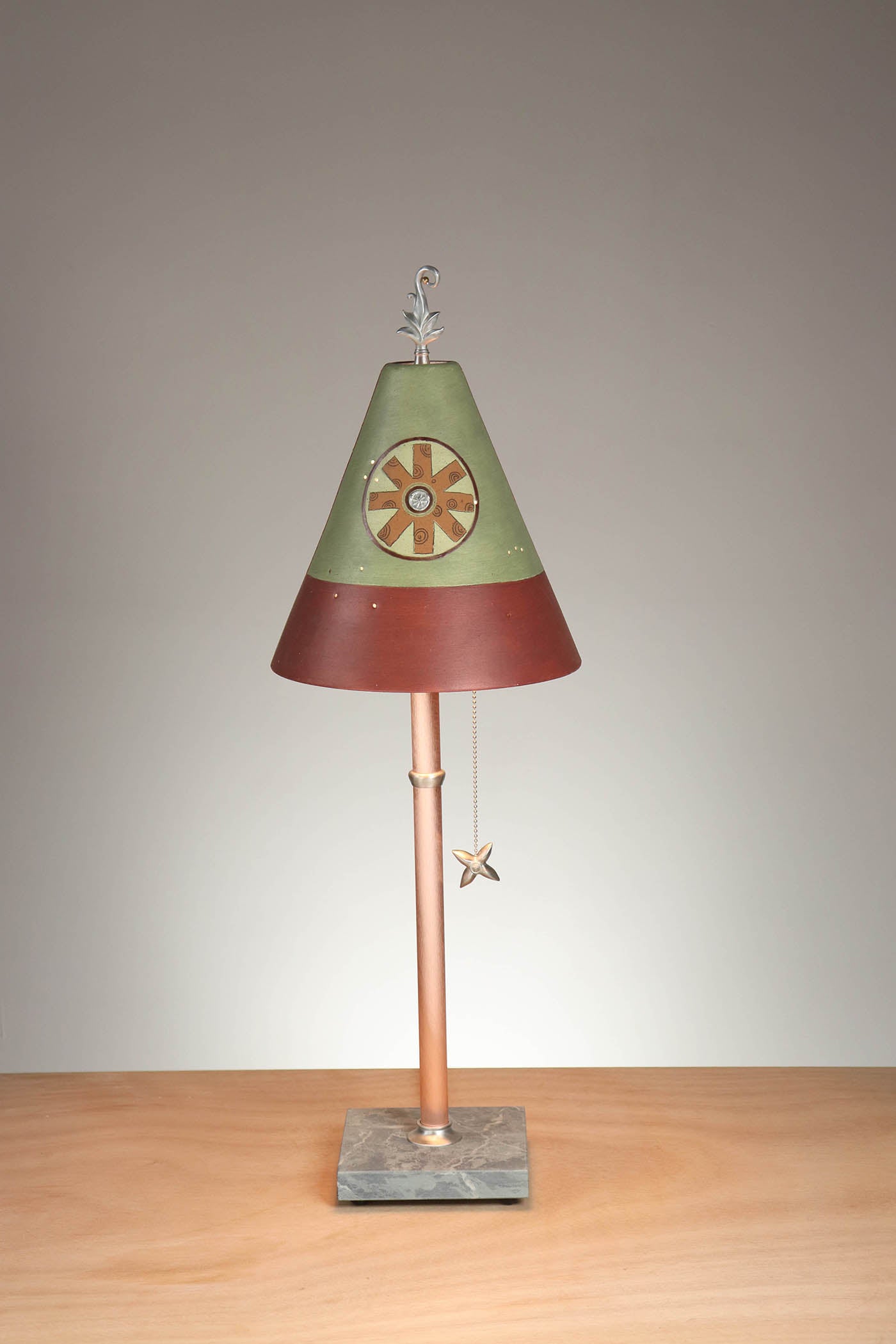 Janna Ugone & Co Table Lamp Copper Table Lamp with Small Conical Ceramic Shade in 4 Quarters