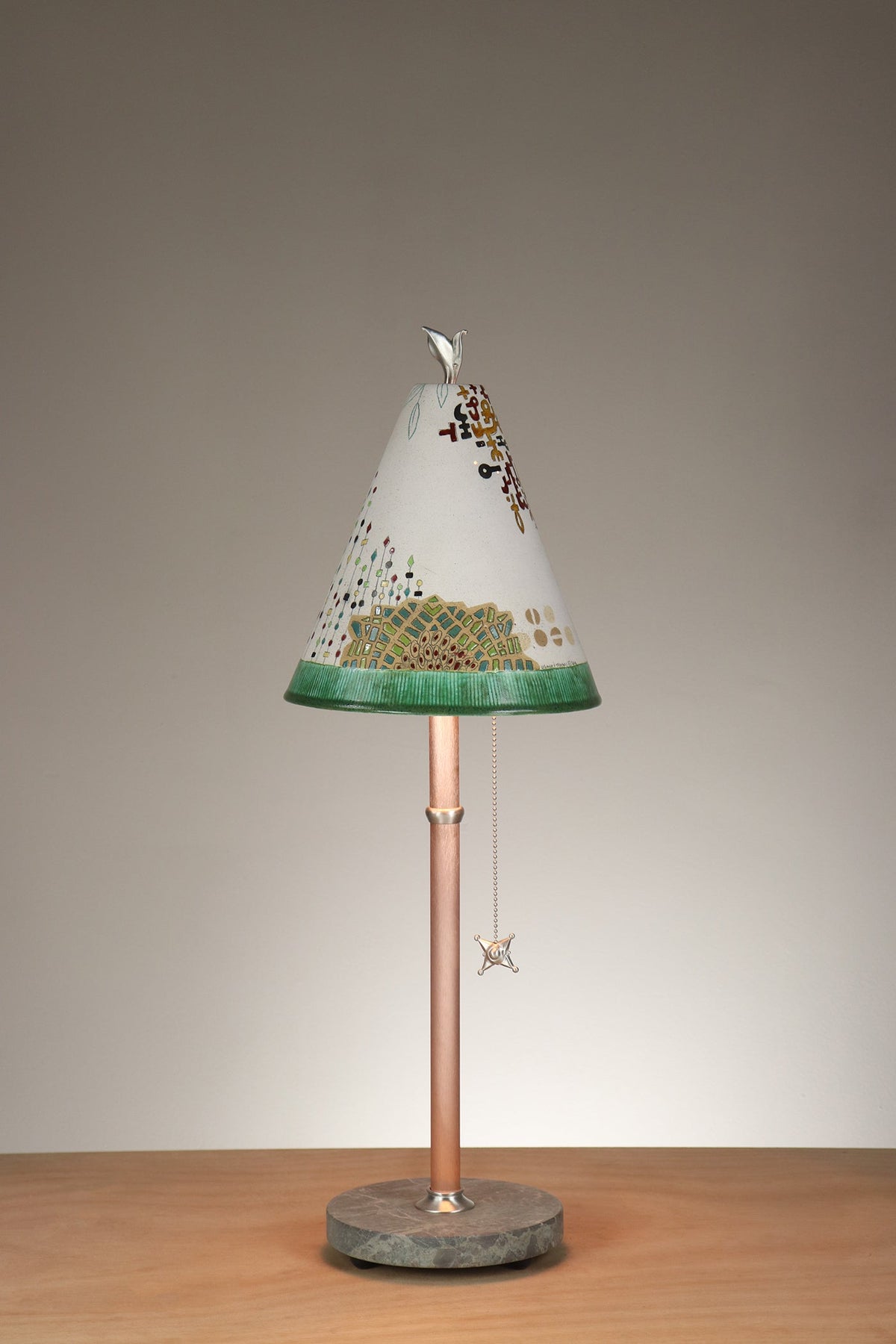 Janna Ugone &amp; Co Table Lamp Copper Table Lamp with Small Conical Ceramic Shade in Journeys in Opal