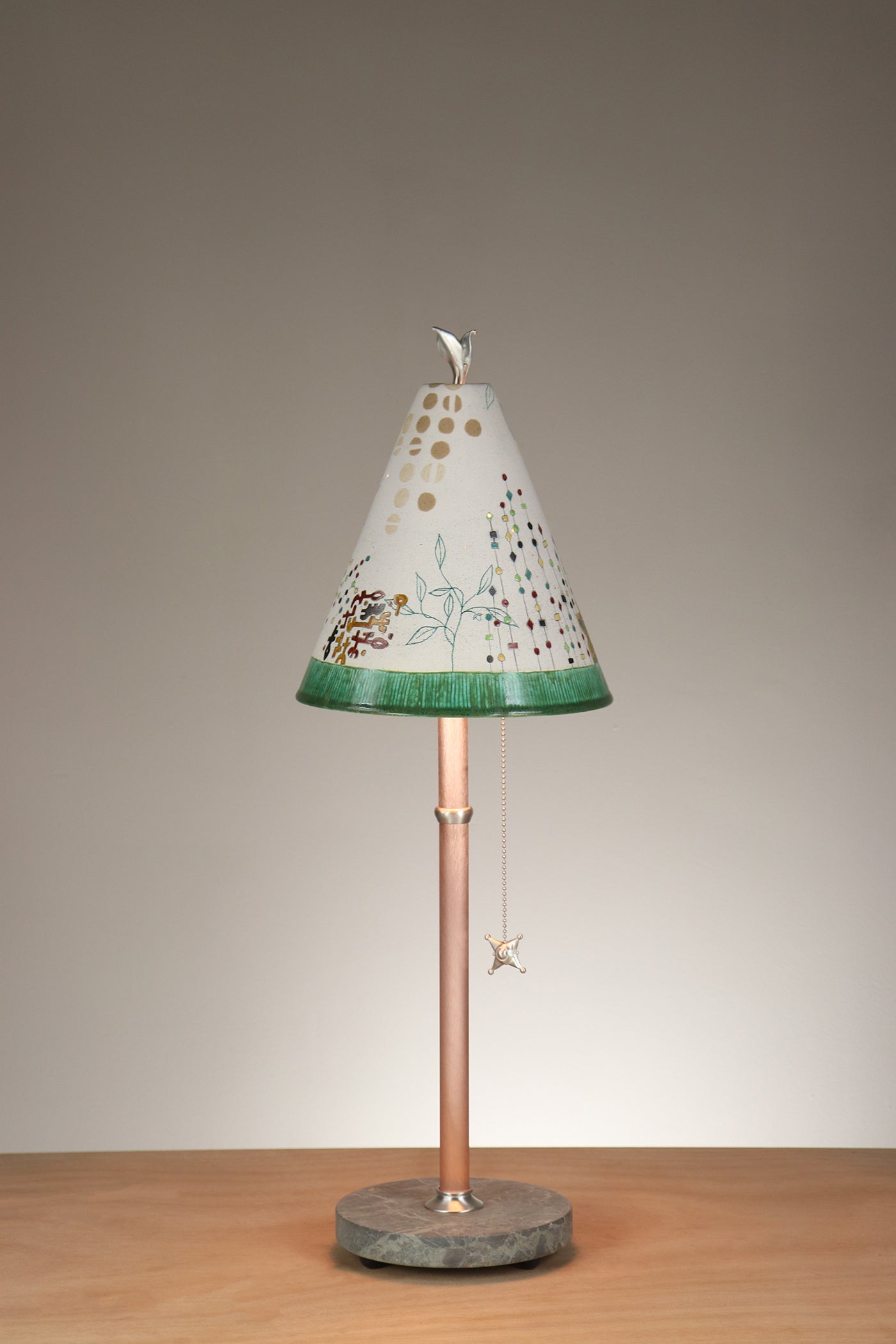 Janna Ugone & Co Table Lamp Copper Table Lamp with Small Conical Ceramic Shade in Journeys in Opal