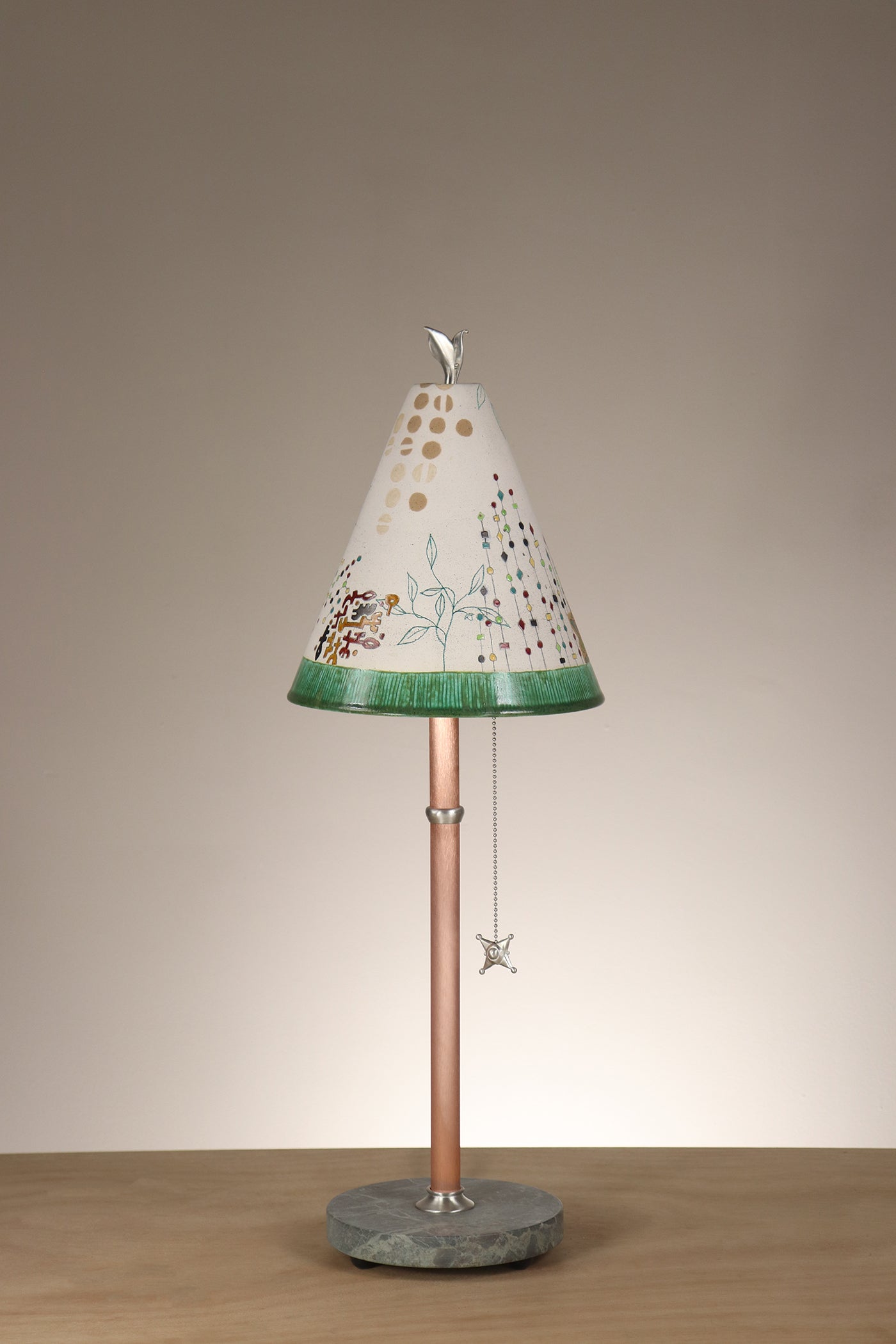 Janna Ugone & Co Table Lamp Copper Table Lamp with Small Conical Ceramic Shade in Journeys in Opal